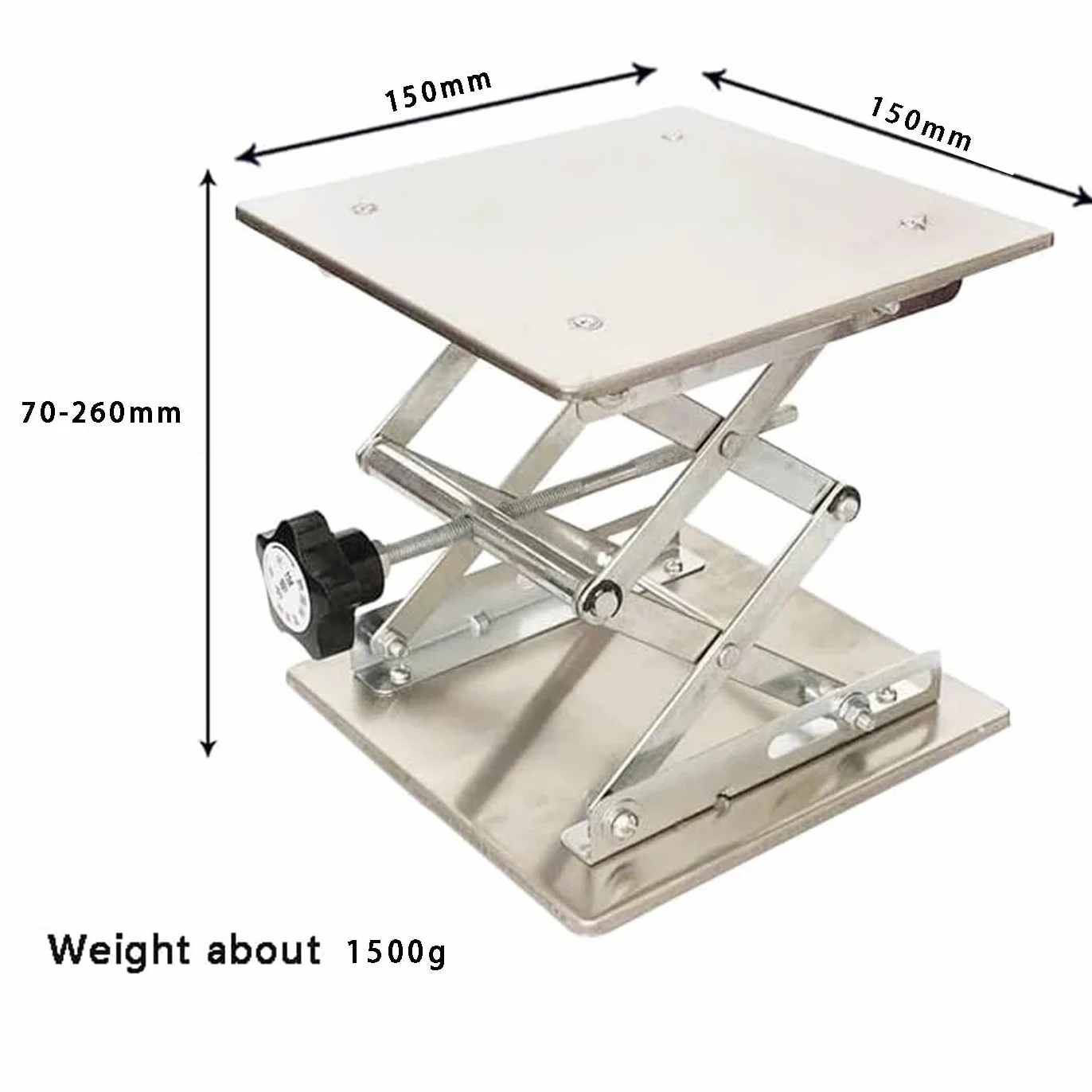 Mesa elevadora hidráulica manual, plataforma de tijera de acero inoxidable, altura ajustable de 50 a 460 mm, capacidad de carga de 5 a 25 kg, perfecta para uso en laboratorio y coches RC, 300 x 300 mm