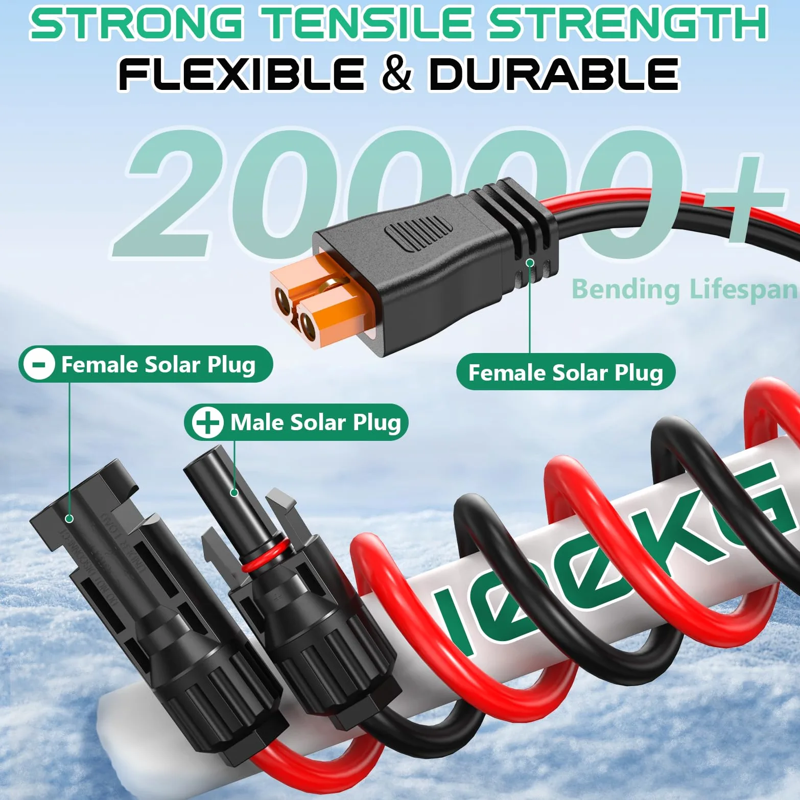Oududianzi - Cable solar XT60i de 10 AWG de 50 pies, cable XT60i a conector solar, conector de panel solar a cable de extensión XT60i, cable de carga solar XT60i para estación de energía portátil, 50