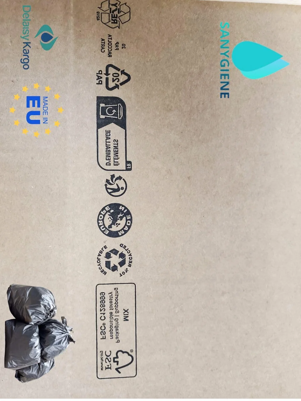 SANYGIENE | Bolsa de basura 1000-1100 L | Funda protectora contenedor 1000 L | Cartón 50 bolsas | Negro opaco | Gama profesional | Grosor 30µ | Anti fugas