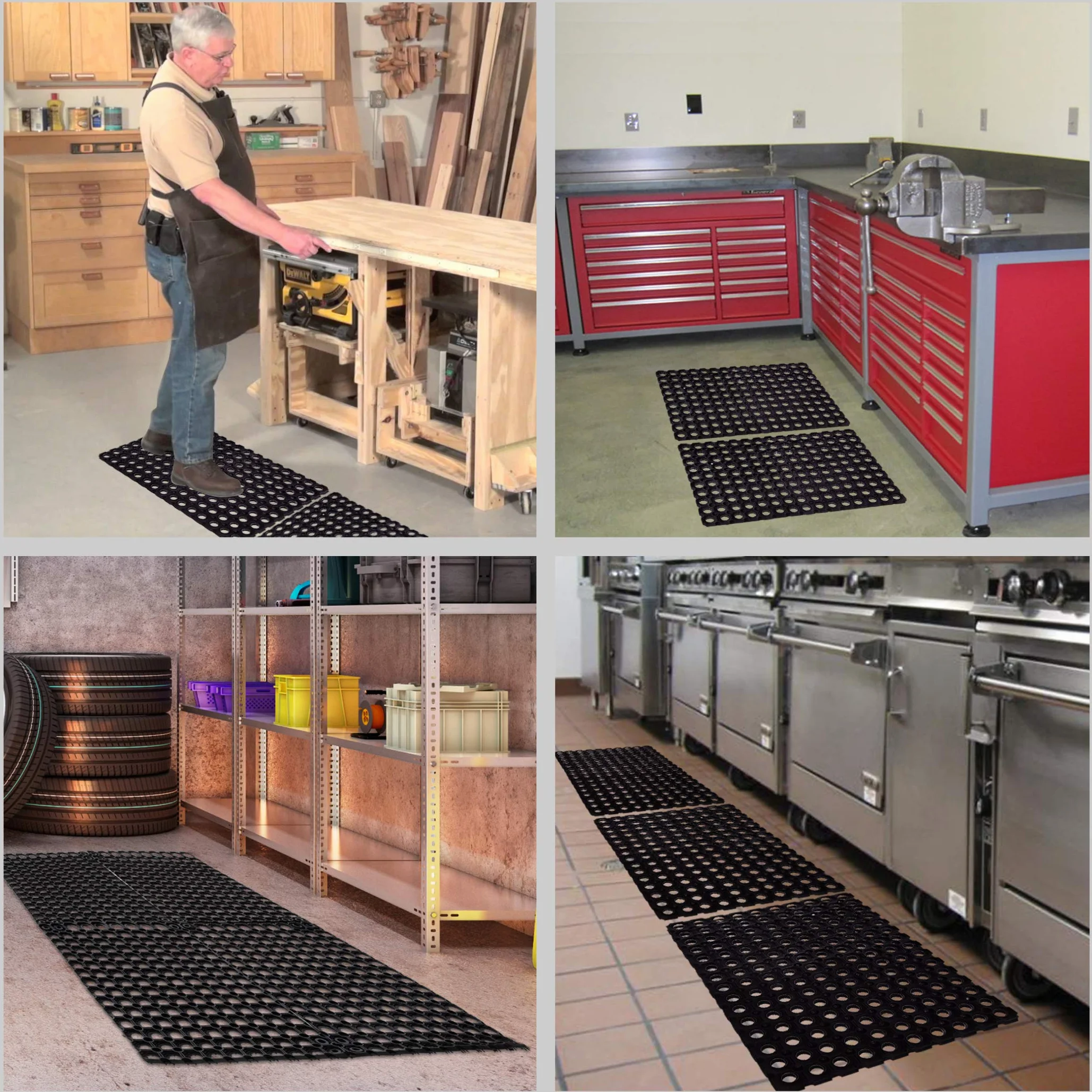 SafetyCare Alfombrilla de goma de drenaje flexible de alta resistencia - Alfombrilla de confort antifatiga - Estilo de restaurante y bar – 66 x 40 cm