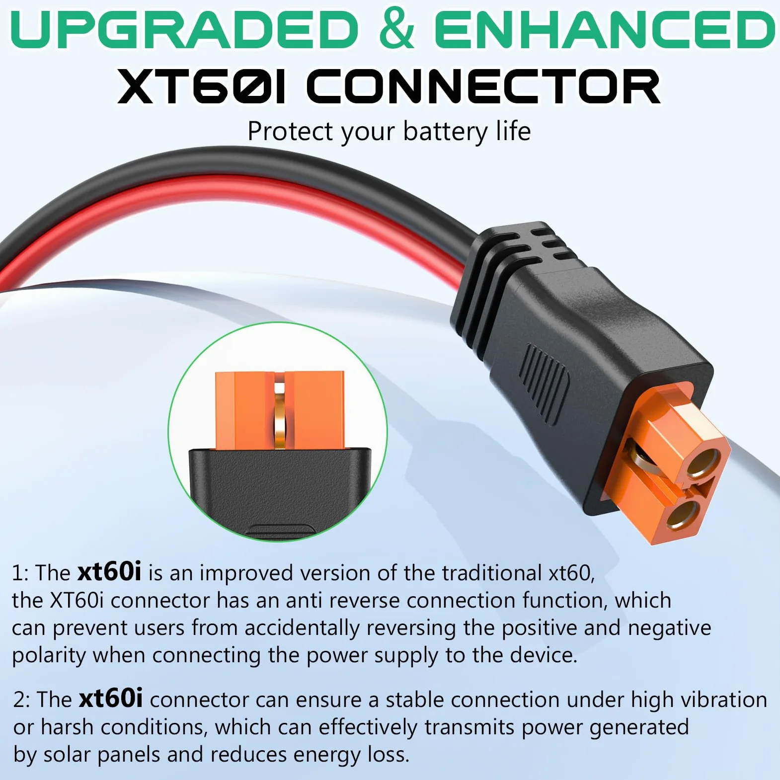 Oududianzi - Cable solar XT60i de 10 AWG de 50 pies, cable XT60i a conector solar, conector de panel solar a cable de extensión XT60i, cable de carga solar XT60i para estación de energía portátil, 50