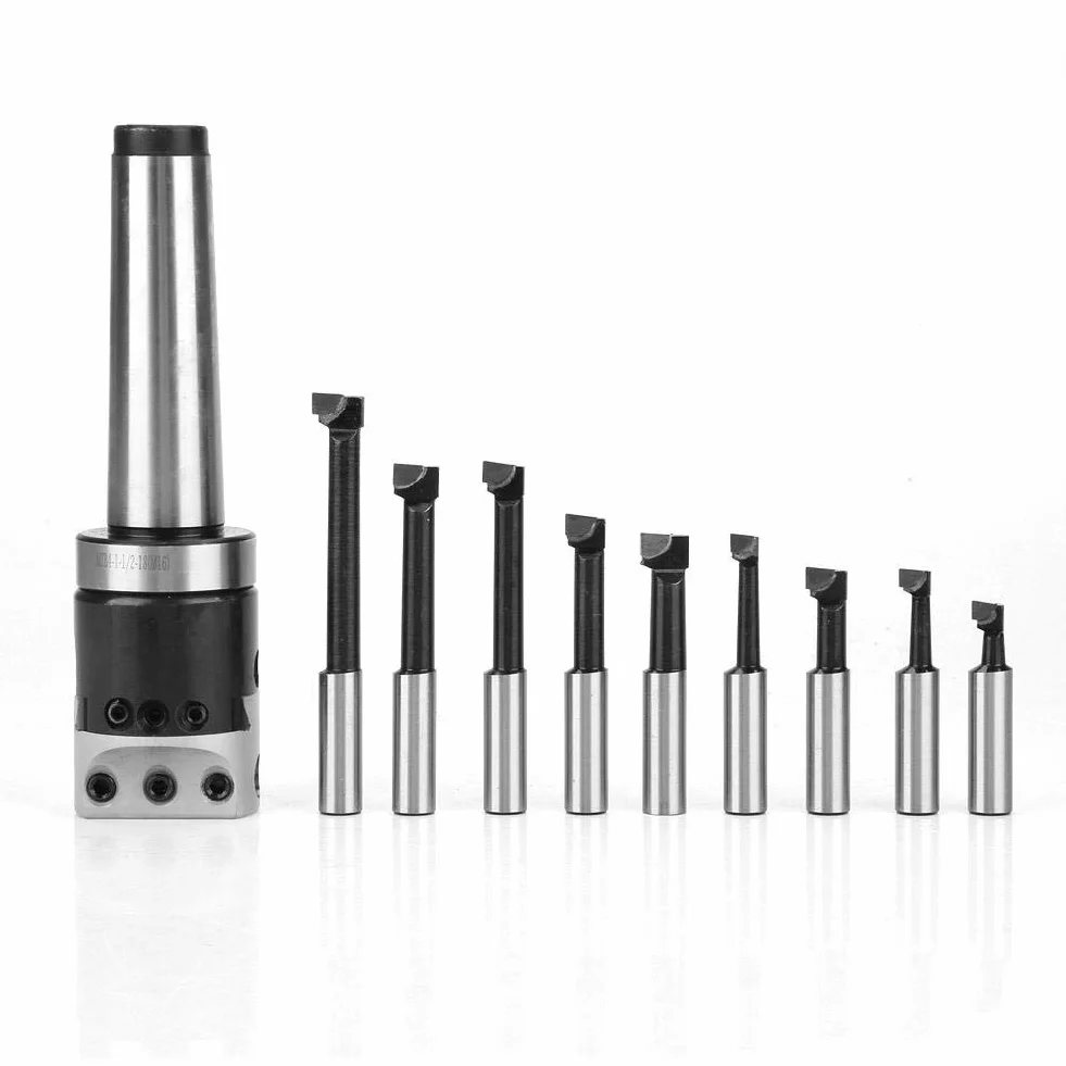 Adaptador de eje MT4-M16 Vástago cónico F1-12 Cabezal de mandrinado 50 mm Juego 9 piezas barra mandrinar 12 mm