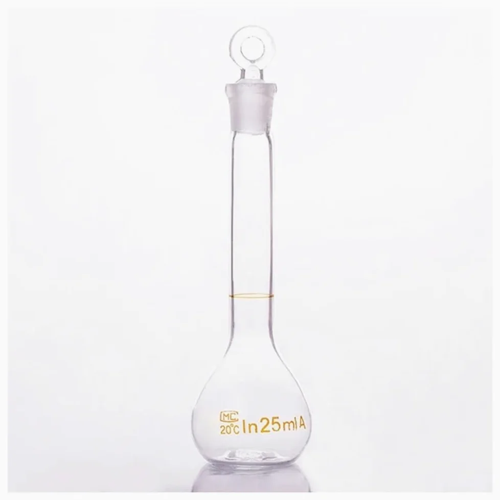 Equipos y suministros de laboratorio Matraz aforado con tapón de 5 ml/10 ml/25 ml/50 ml/100 ml/200 ml/250 ml/500 ml/1000 ml/2000 ml