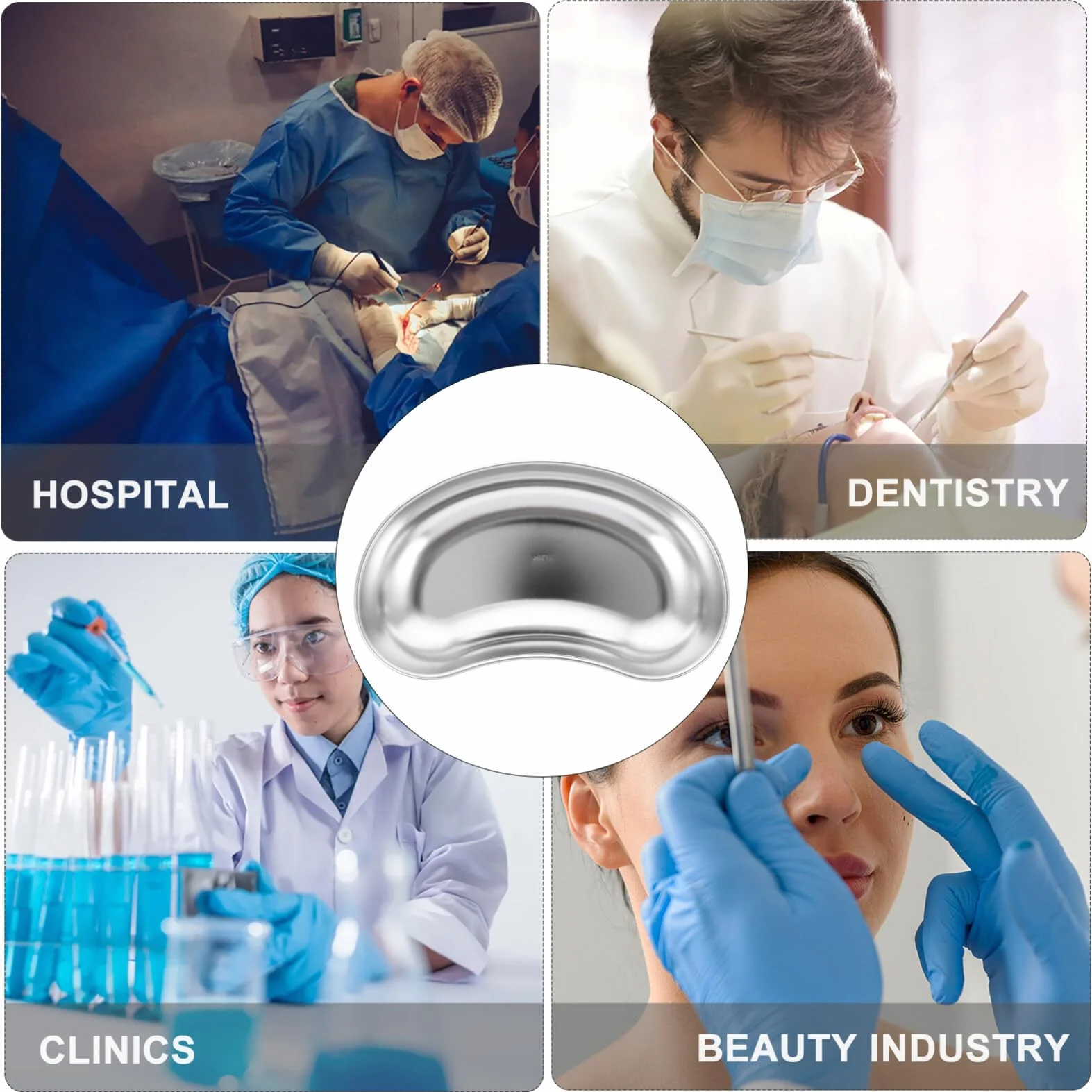 Scicalife Bandeja de Acero Inoxidable para Riñonera Lavabo Emesis Instrumentos Dental Quirúrgicas