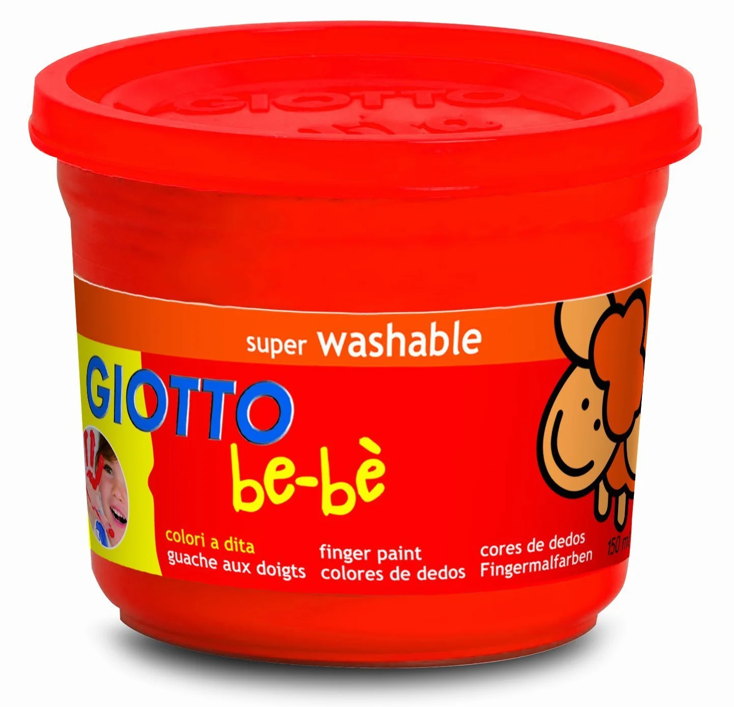 GIOTTO be-bè Pintura a Dedos Lavable, Botes 4 x 150 ml, Colores surtidos