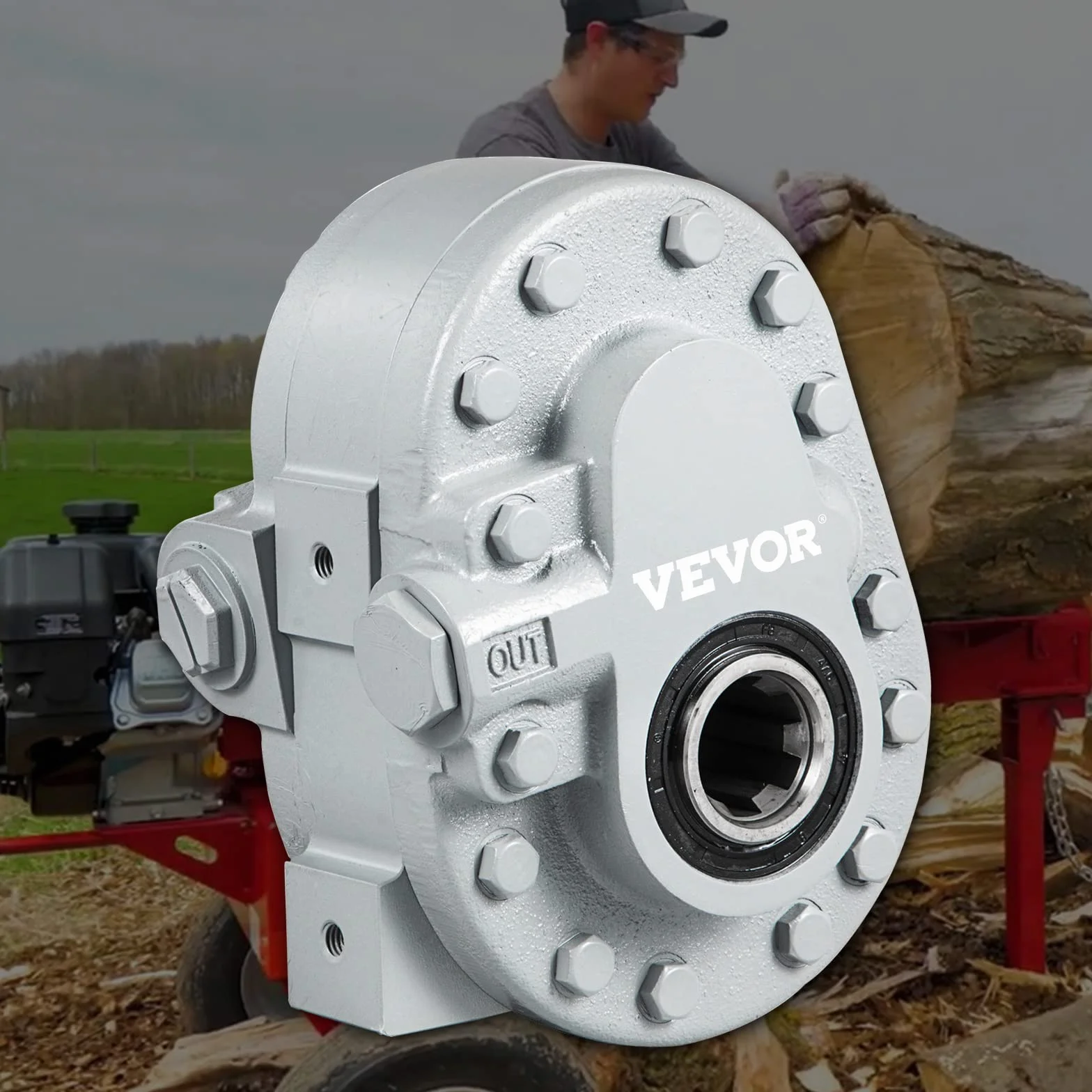 VEVOR Bomba hidráulica 16,6 GPM Motor hidráulico 540 RPM Divisor de troncos 2500 PSI Divisor hidráulico SAE 12 puertos de salida Bomba hidráulica para partidor de troncos para portón trasero de camión