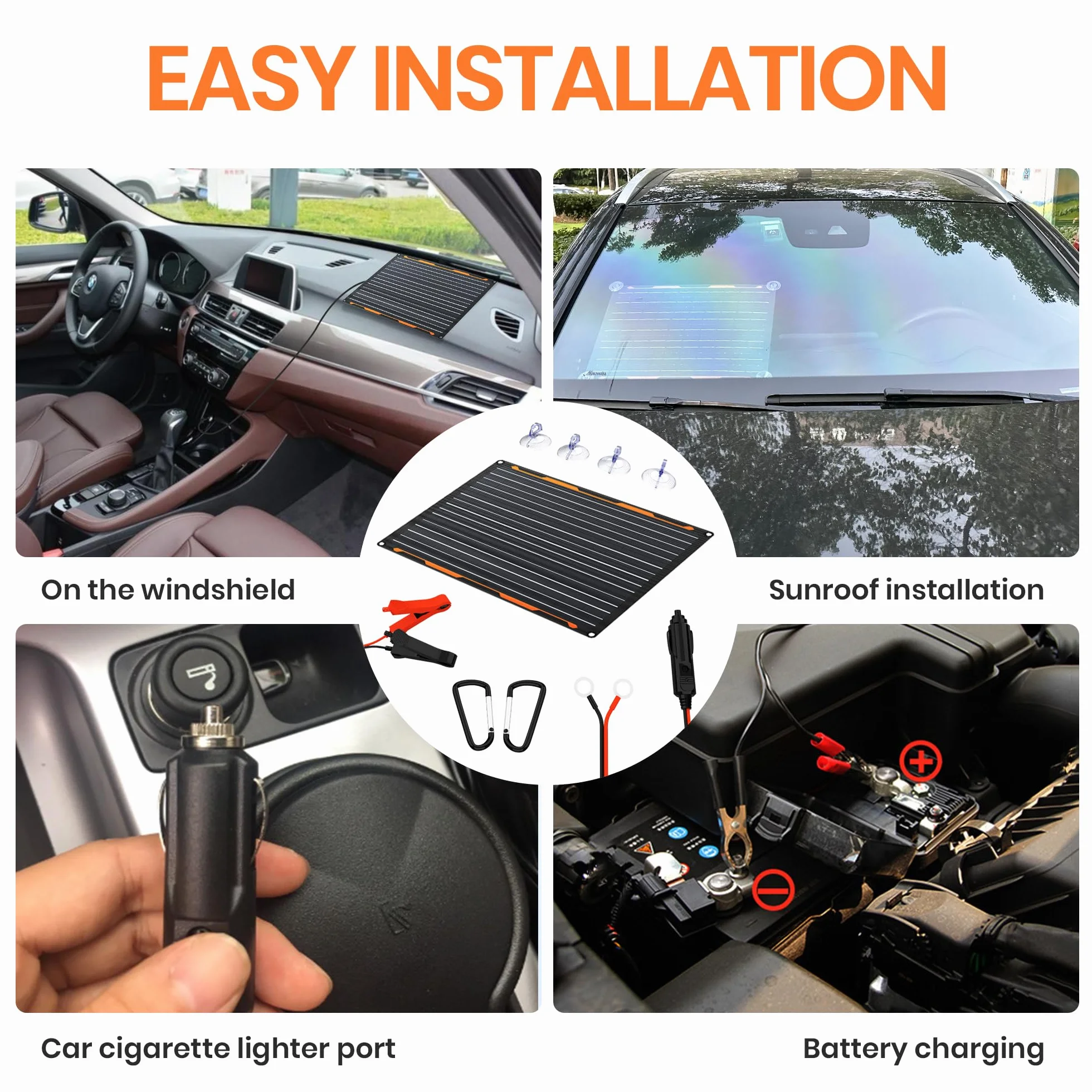 Cargador de baterías solares 12V 20W IP67 impermeable con cable SAE para automóviles barcos motocicletas
