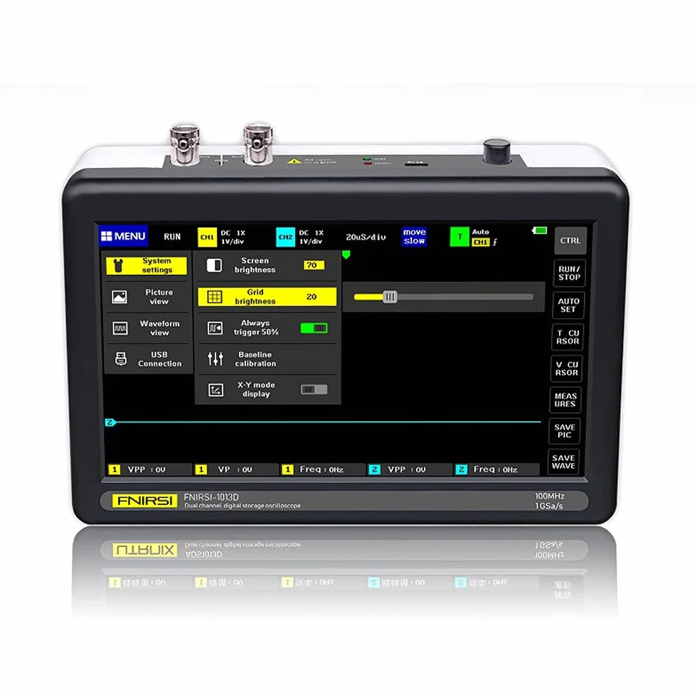 Osciloscopio Digital, VISLONE 1013D Osciloscopio 7"2 Canales 100 MHz de ancho de banda 1GSa / s frecuencia de muestreo, Pantalla TFT LCD, Batería de litio incorporada