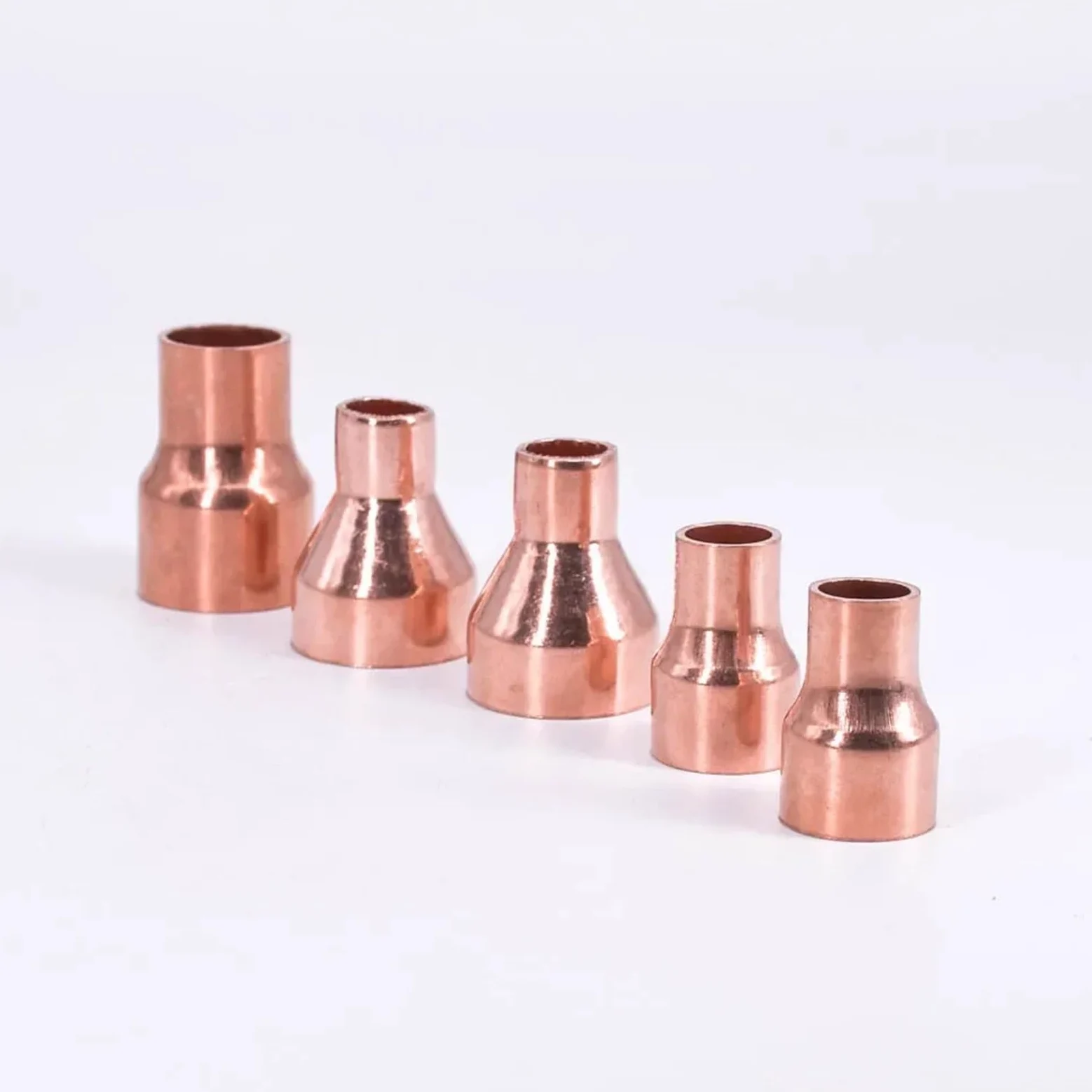 5pcs 6.35 8 10 12.7 15 16 19 25 28 32mm Pure Copper End Feed Solder Reducer Plumbing Pipe Fitting Connector Coupler Air Conditioner(38mm To 35mm) Brass Hose