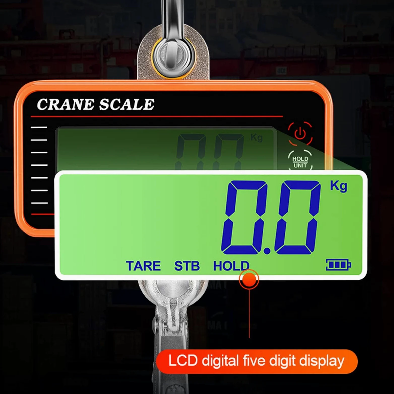 Báscula de Grúa Digital 1500 Kg 3000 Lb con Control Remoto Pantalla LED Báscula Colgante Industrial Electrónica Resistente Naranja
