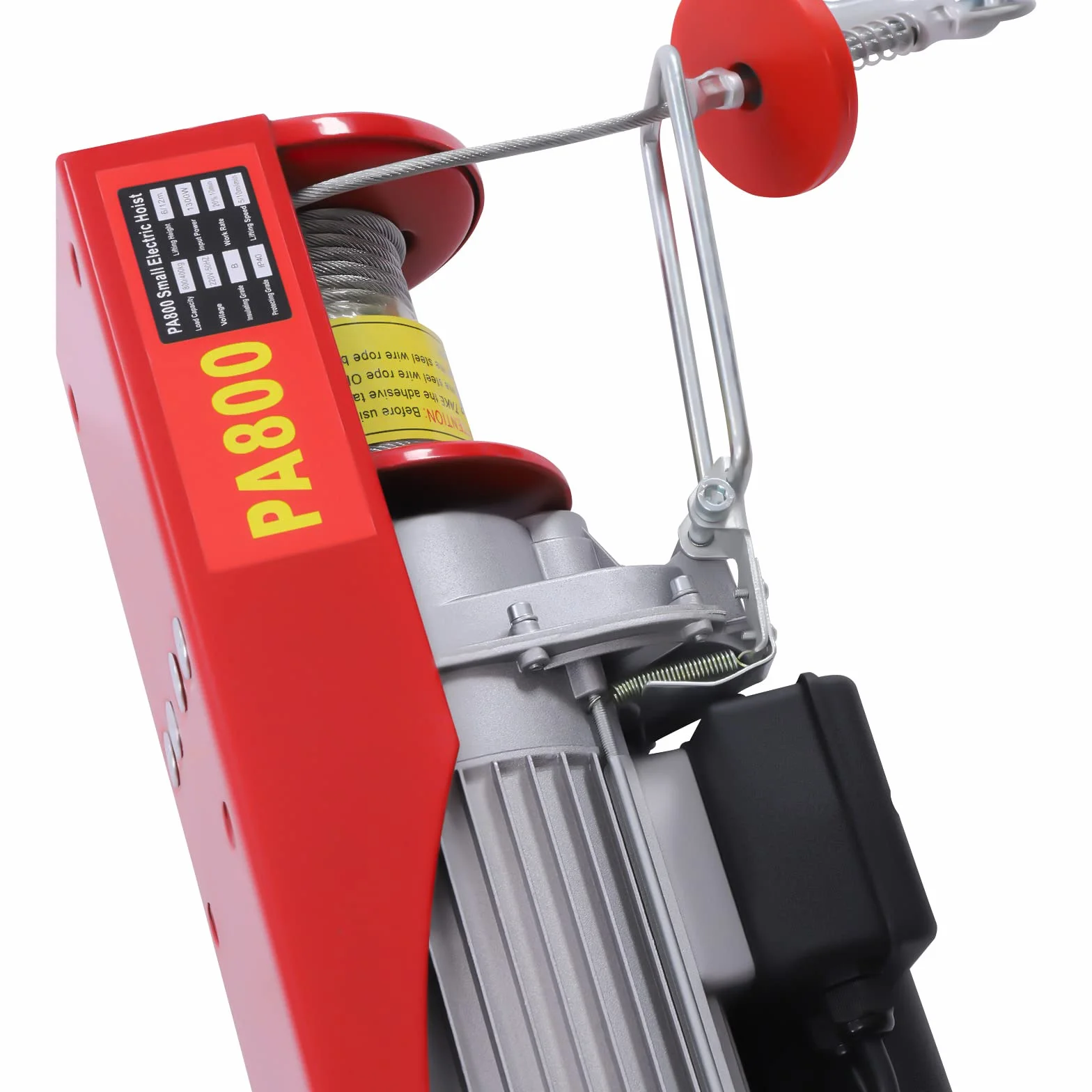 Elevador eléctrico, 800 kg, grúa eléctrica de polea, elevador, cabrestante de motor, con anillo de fijación, para varios dispositivos de elevación como columnas individuales, pilastras, 41 x 40 cm,