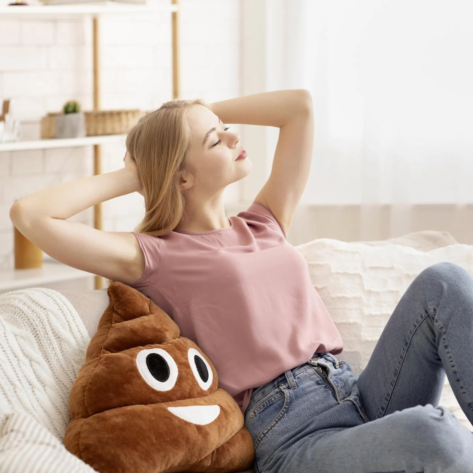 Cojín de Peluche Caca 35cm, Emoticono, Adorable, Regalo Divertido