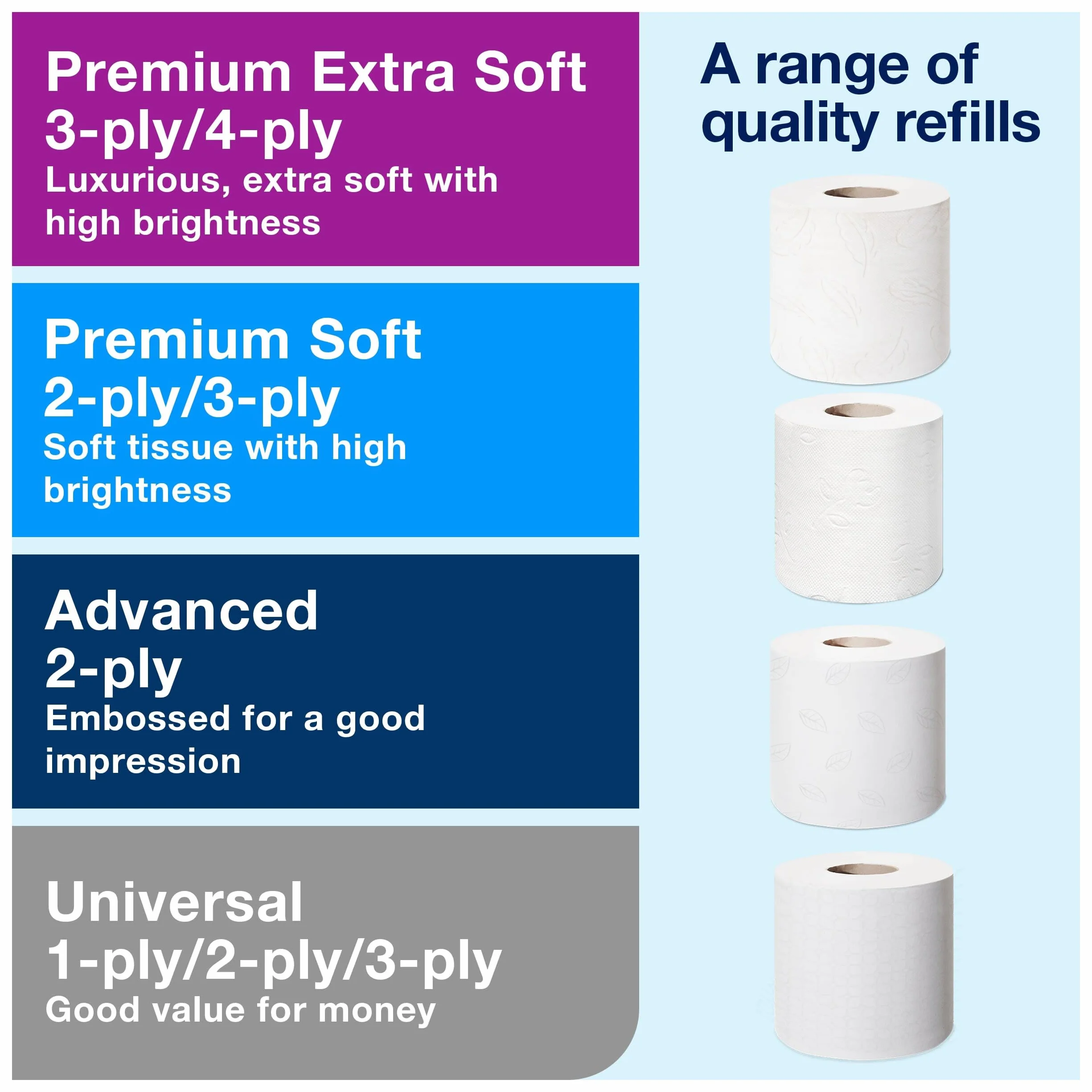 Tork 557000 Elevation doble rollo de papel higiénico convencional Sistema T4 Blanco