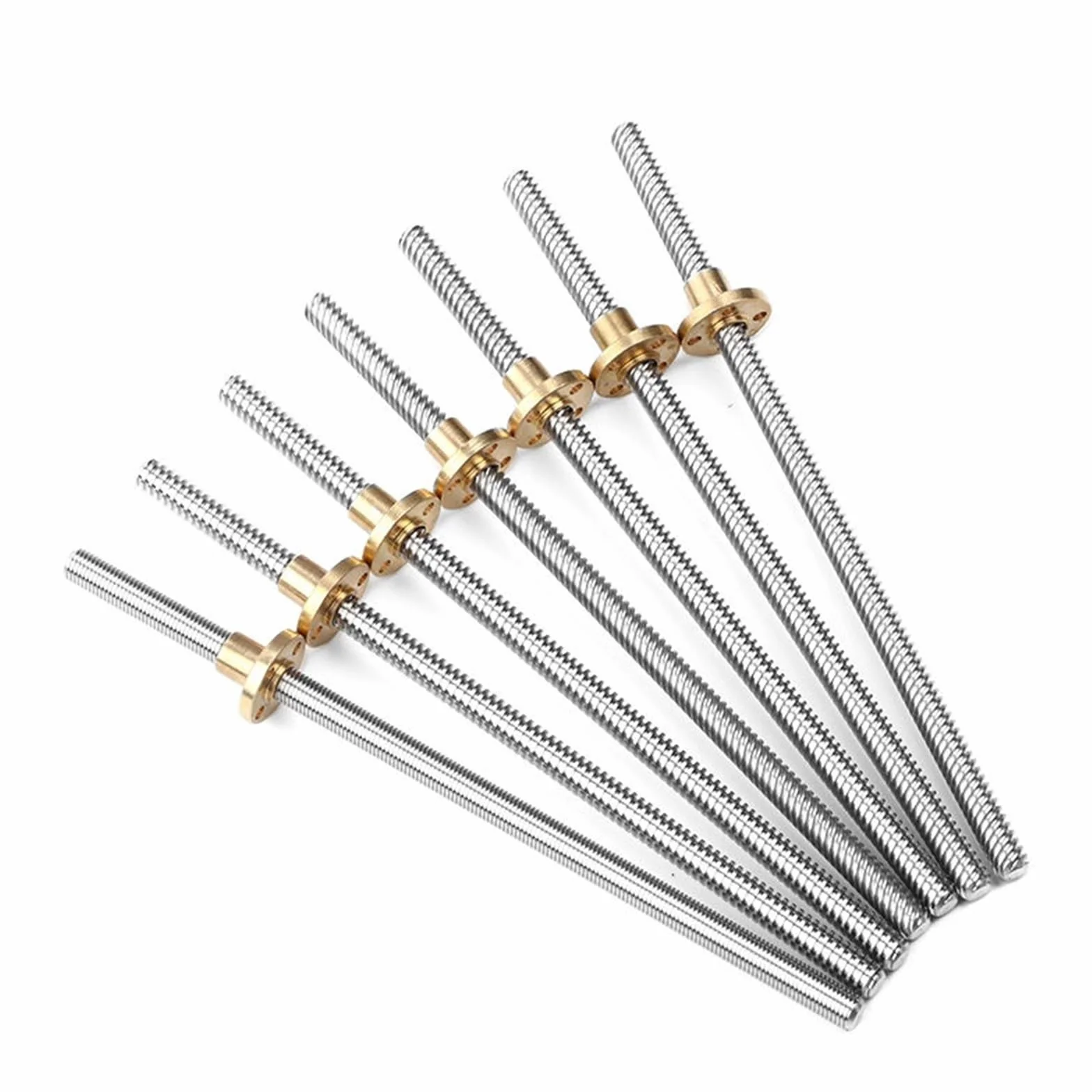 roscado juego Varilla roscada Trapezoidal TR8x1 TR8x2 TR8x4 TR8x8, varilla roscada de acero inoxidable de 8mm de diámetro, tornillo de plomo T8 con tuerca de latón tornillo trapezoidal (Color : Pitch