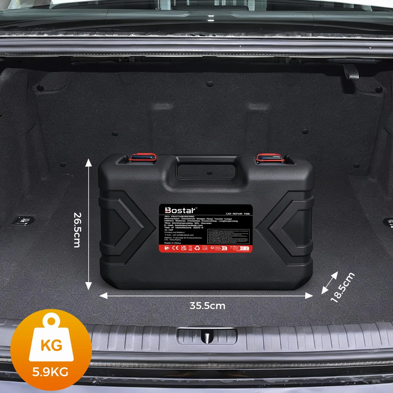 Bostar Gato Hidráulico Eléctrico 5T Compatible Makita-18V Batería, Kit Elevador Coche Inalámbrico con Mando a Distancia, Altura 15-45cm, Herramienta Cambio Rueda para SUV, Todoterreno y Furgoneta