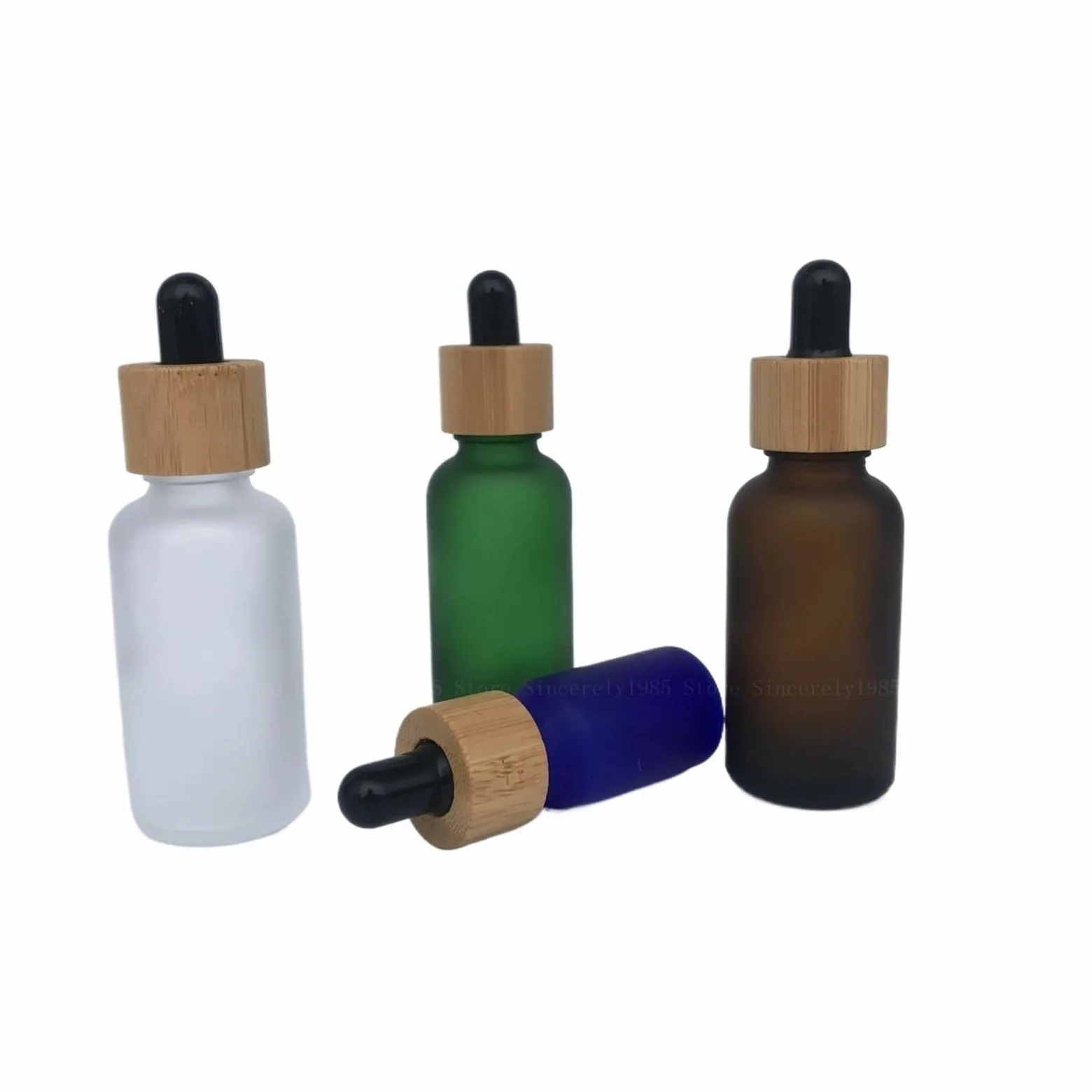 Gotero 10 Uds 5/10/15/20/30/50/100 ML botella cuentagotas esmerilada tapa pipeta botellas de gota vidrio mate grueso rellenable(Frosted Black,100ml)