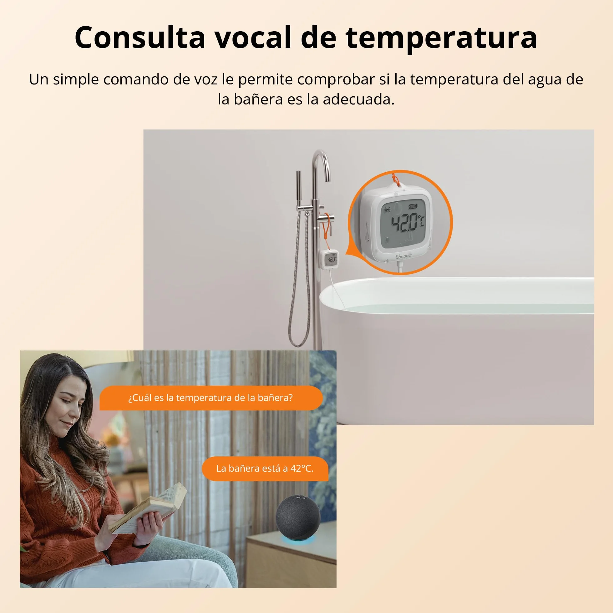 SONOFF SNZB-02LD Sensor Temp. Zigbee 1.5m Sonda Acero Inoxidable LCD -40~115°C APP Soporte Magnético