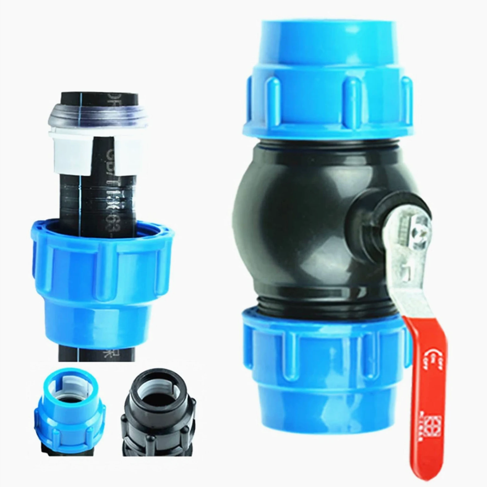 Juntas y conexiones de fontanería de acero inoxida 20/25/32/40/50/ 63mm Plastic Water Pipe Steel handle Quick(Black,25mm)