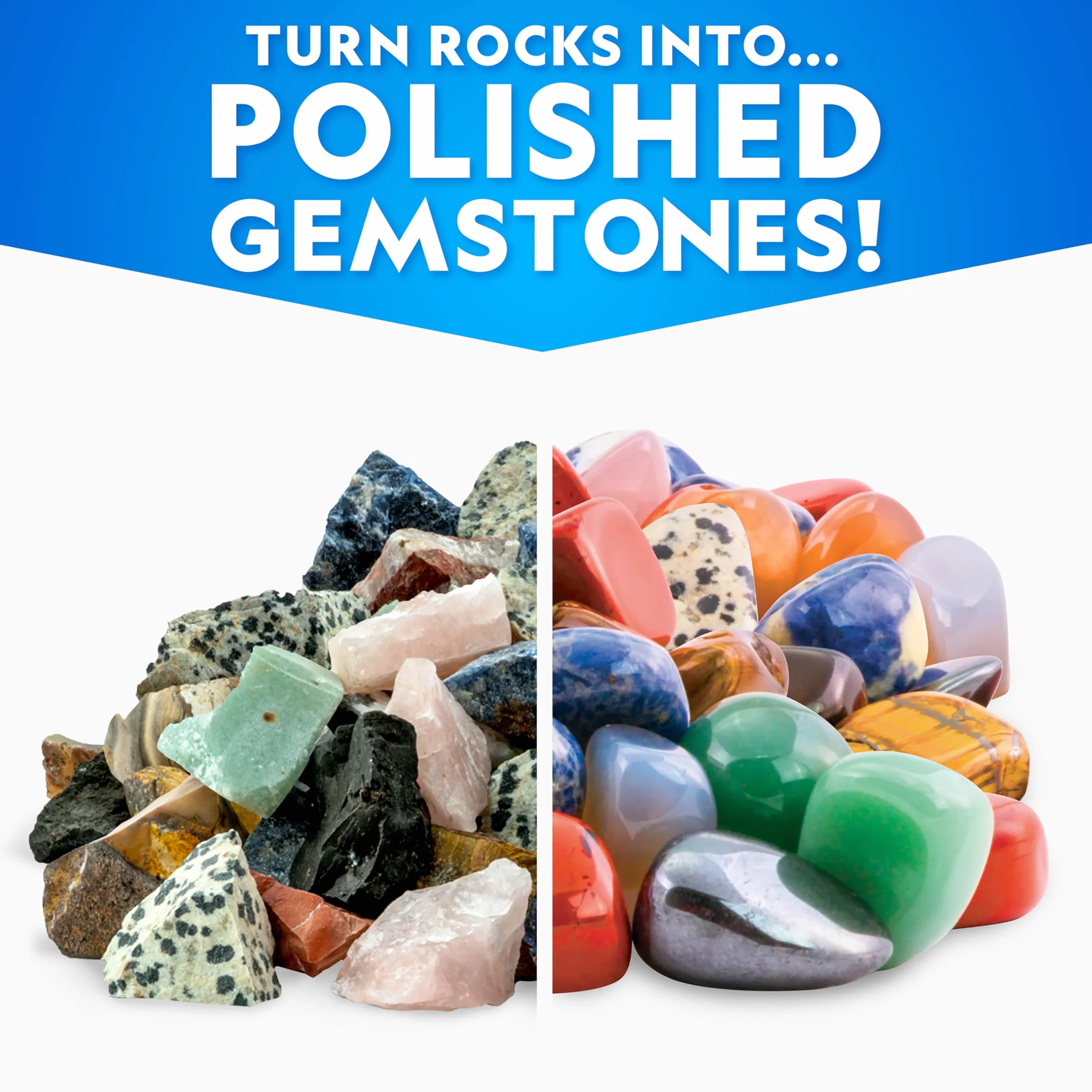 Blue Marble National Geographic Rock Tumbler Media - Kit de suministros para el pulido de rocas, grano a granel de 4 etapas, 680 g de pellets de cerámica y medios de pulido GemFoam
