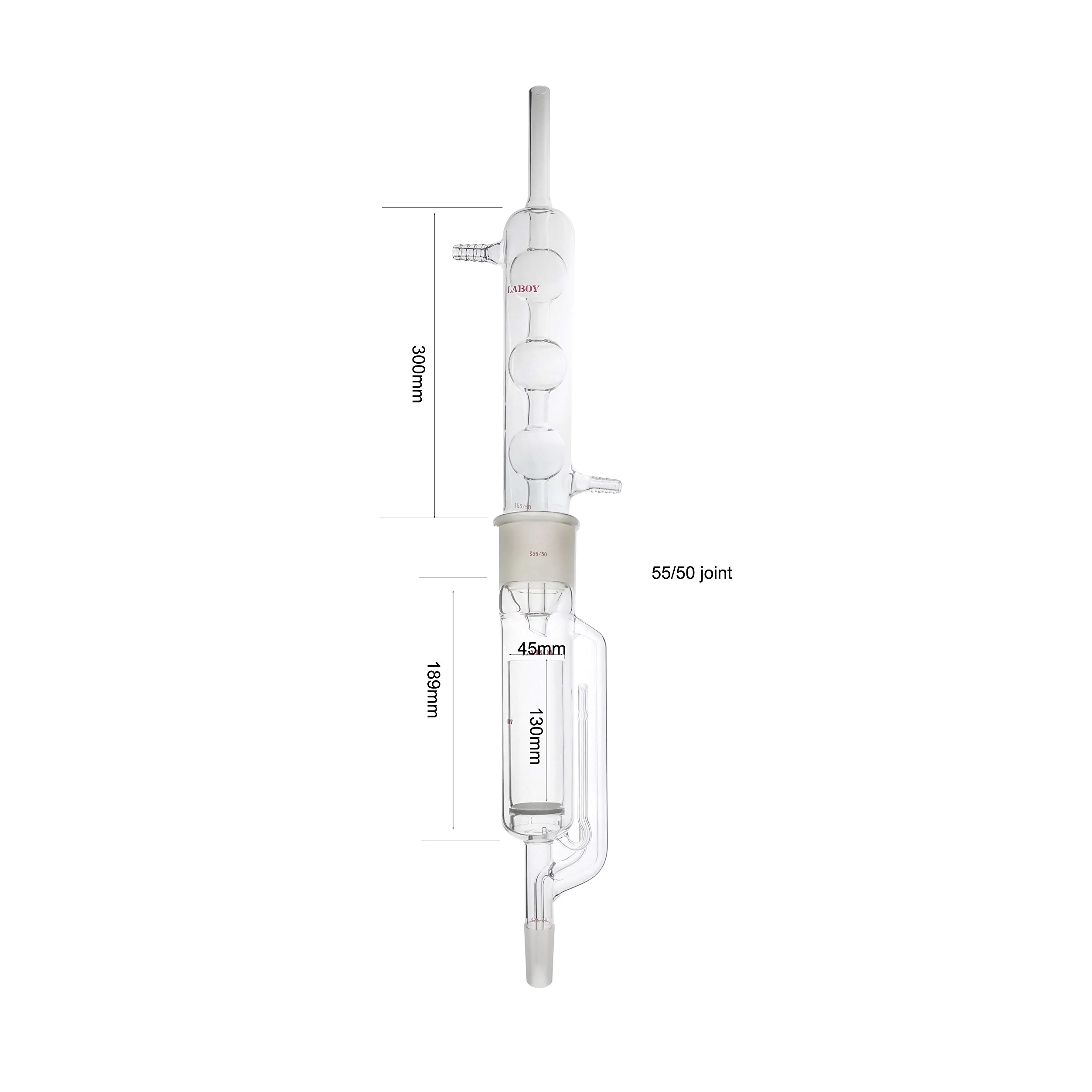 Laboy - Juego de accesorios de extracción de esoxhlet de vidrio con tubo de extracción de soxhlet, condensador Allihn y dedal de extracción