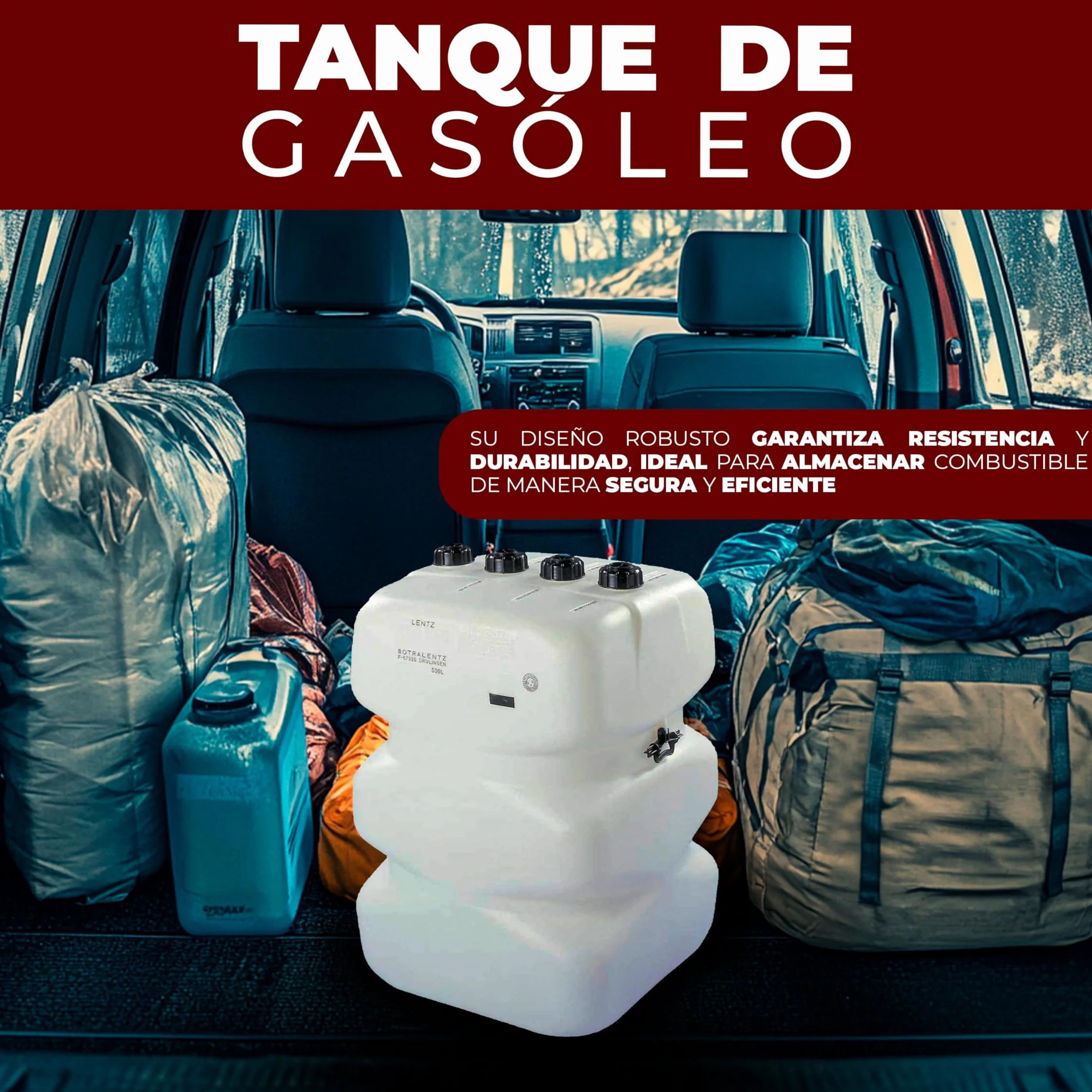 depósito de gasóleo de 500 litros - tanque de gasóleo homologado, polietileno de alta densidad, resistente a la corrosión,apto para uso industrial y doméstico