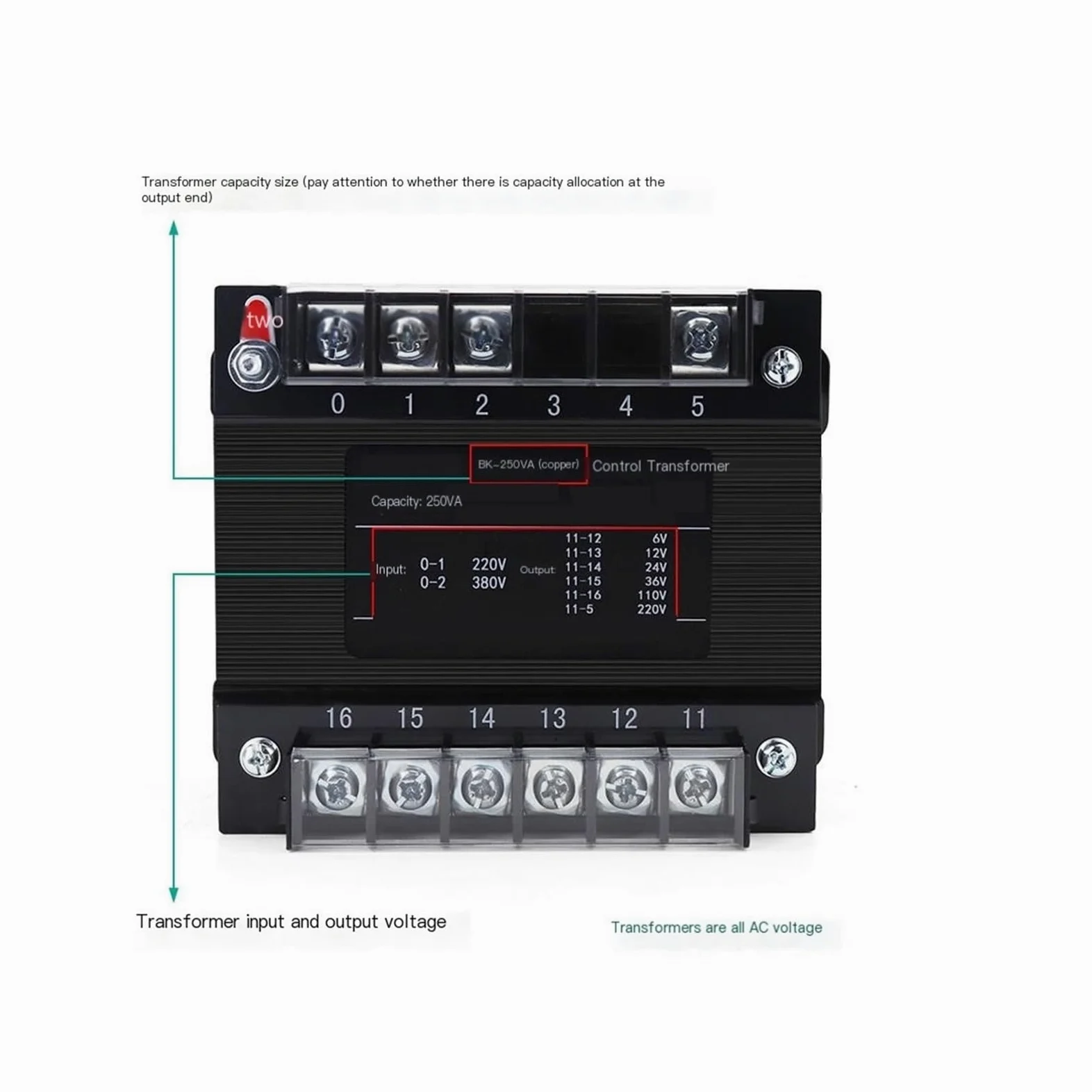 Transformador de control de máquina herramienta, transformador de aislamiento monofásico de 220 V a 24 V 250 VA for control industrial