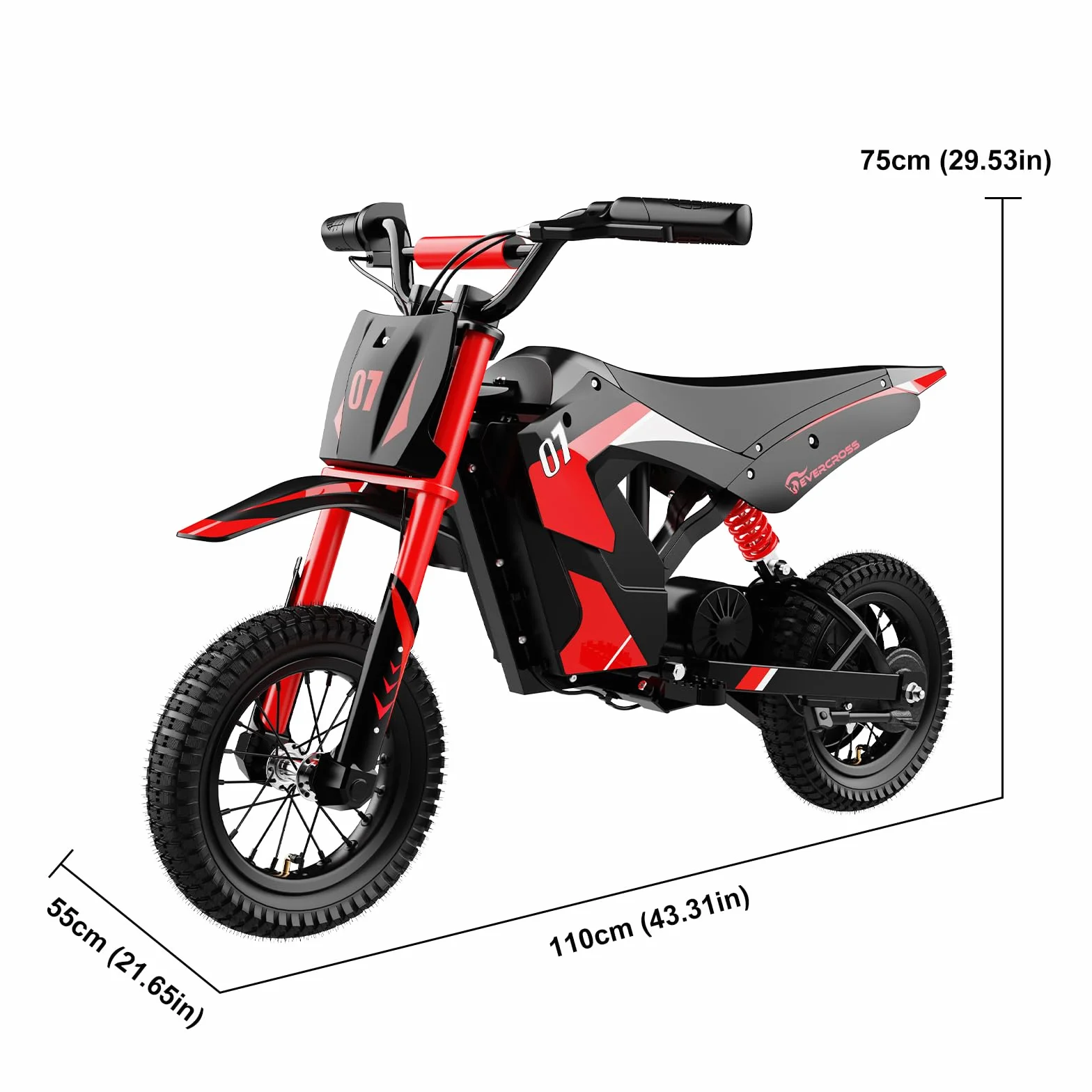 EVERCROSS EV12M Motocicleta Eléctrica Niños 300W 3 Velocidades 18km Alcance 12" Neumático Cross 110cm+