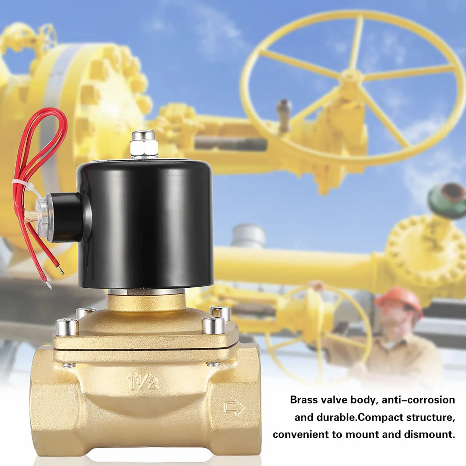 Válvula Solenoide Eléctrica Válvula Solenoide Bidireccional de Latón DN40 1-1 2 Pulgadas 220 VCA Normalmente Cerrada IP65 0 a MPa para Control de Flujo de Aceite, Aire y Agua