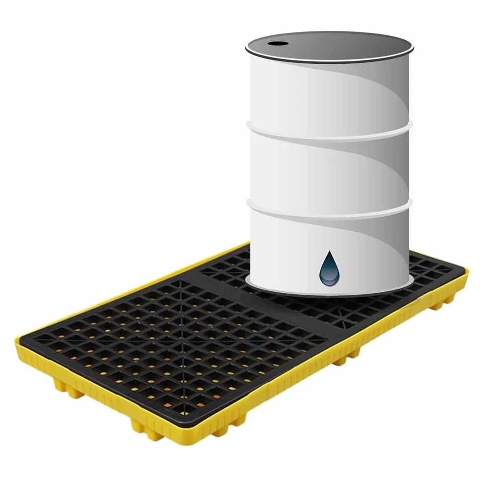 Genérico Plataforma Modular para contención de derrames de petróleo, Bandeja antiderrames de 120 x 60 x 10 cm con Rejilla, tarimas industriales para Almacenamiento Seguro de líquidos y protección amb