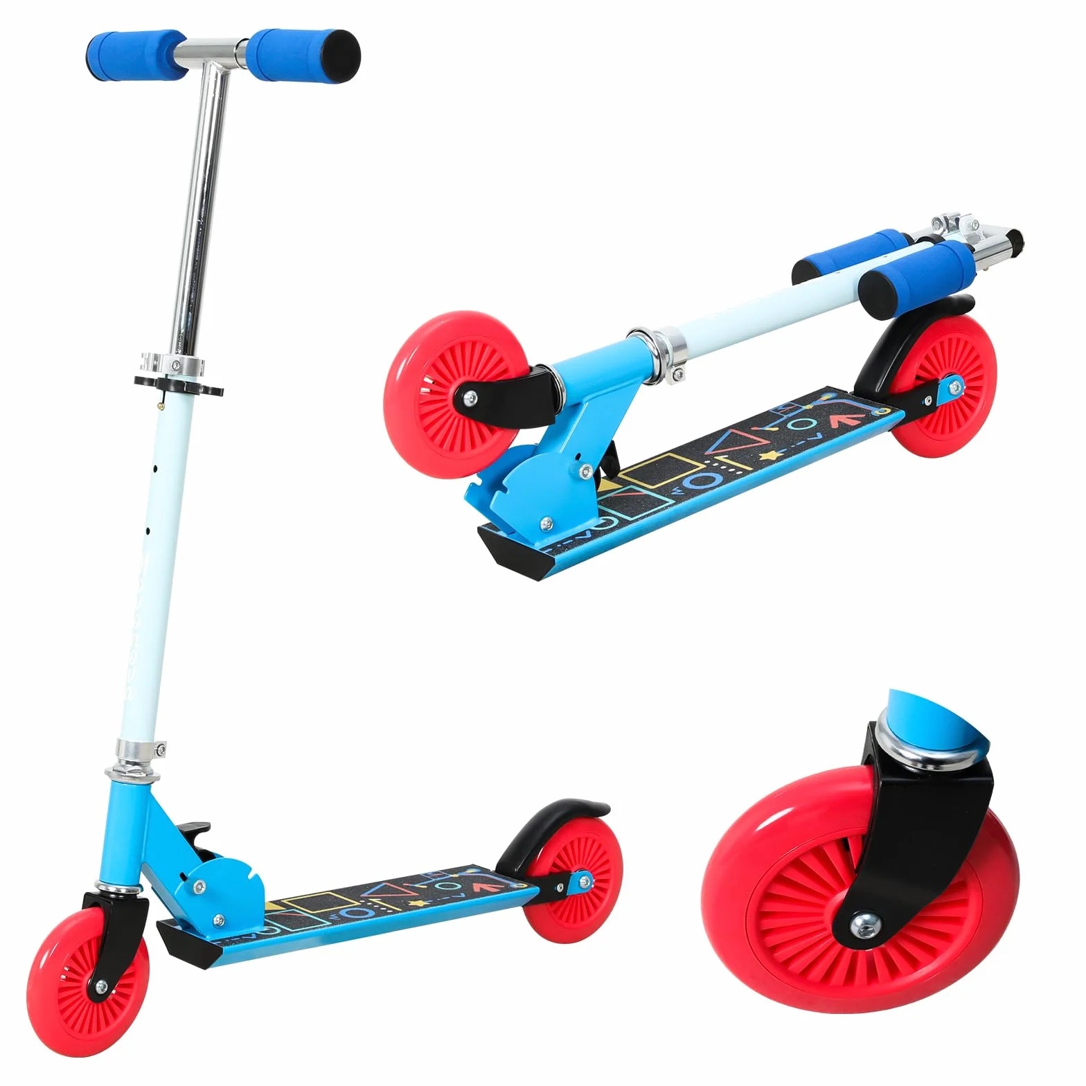Patinete Scooter Plegable para Niños 4-6 Años, Manillar Ajustable 72-82cm, 2 Ruedas, Freno Posterior, 50kg