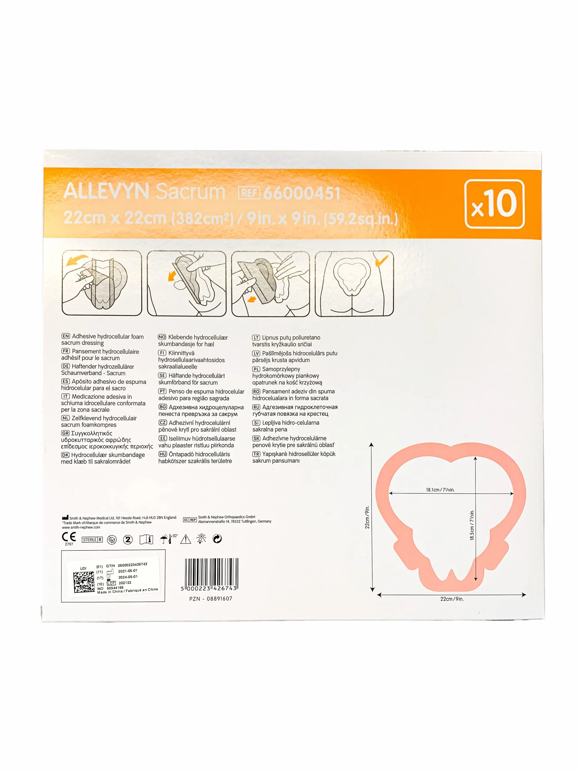 Smith & Nephew Allevyn Sacrum 22,5x22,1 10pz