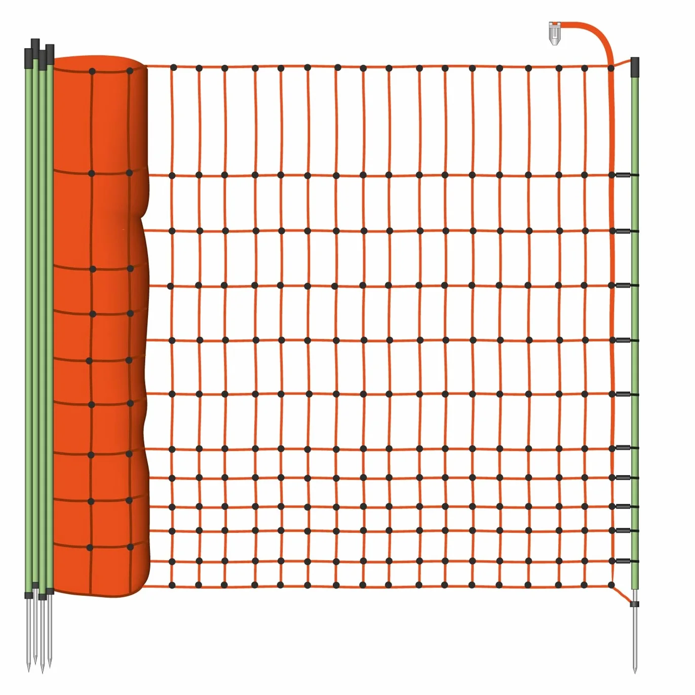 VOSS.farming Red para Aves, Rollo de 50m de Longitud y 112cm de Altura, 15 Postes con Punta Sencilla y Kit de reparación, Naranja