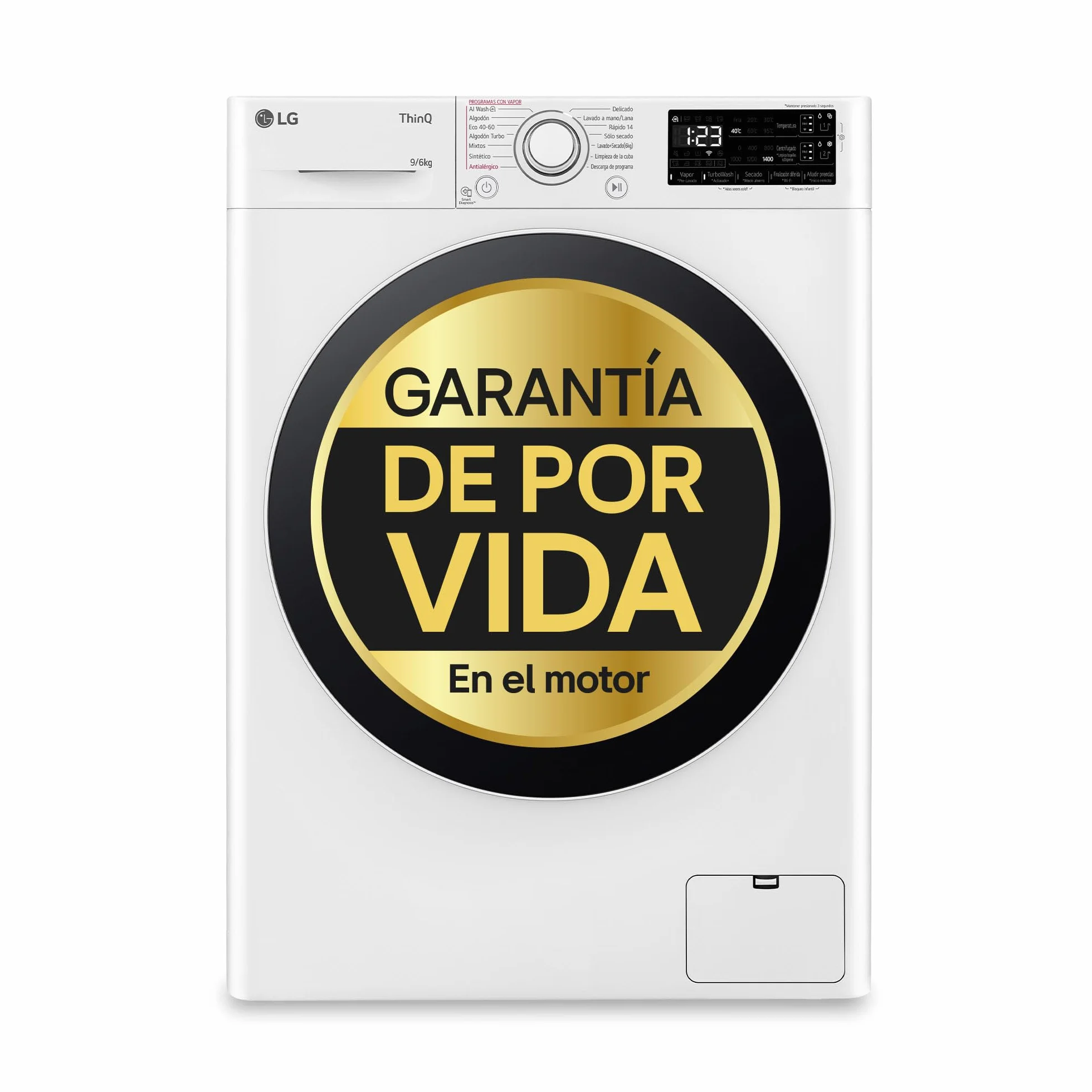 LG Lavadora Secadora Inteligente Direct Drive 9/5kg 1400 rpm Autodosificación Vapor Steam Wi-Fi ThinQ Serie 550 Blanco