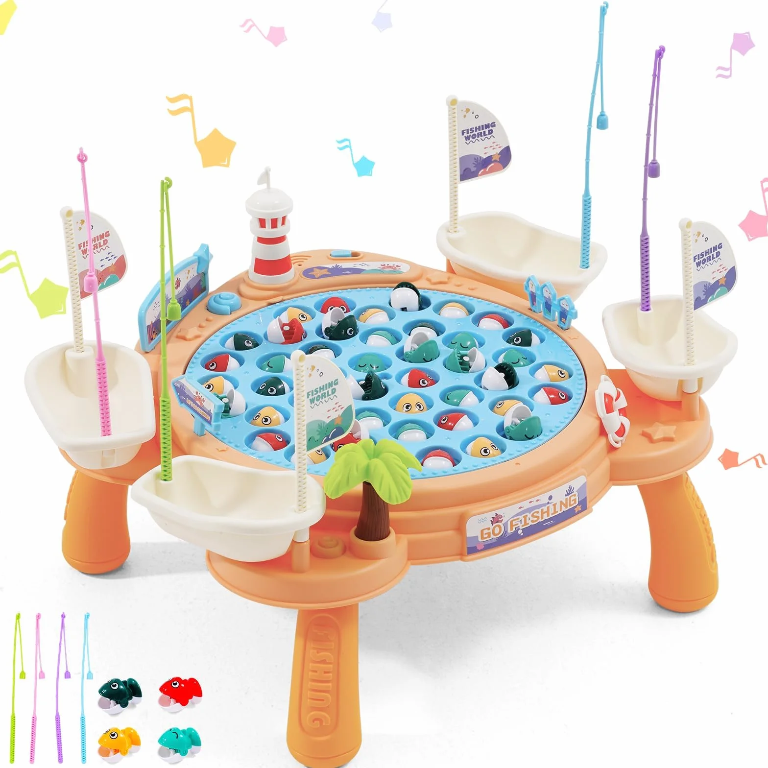 Juego de Pesca Musical Eléctrico con 45 Peces, Educativo para Niños 3-6 Años