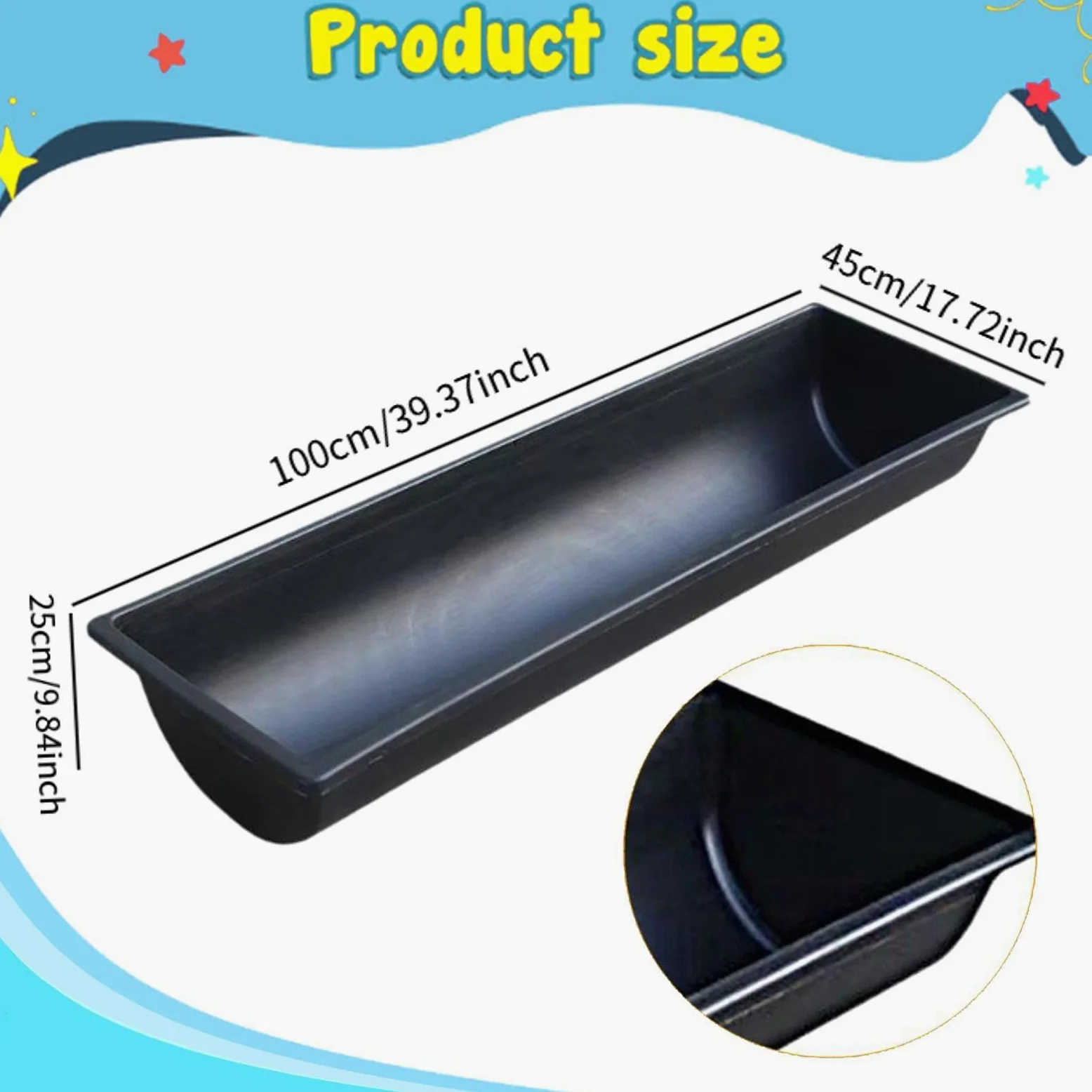 Comedero para Ganado Abrevadero para Vacas Alimentador para Ovejas Y Contenedor Profundo de Gran Capacidad para Alimentación Eficiente Adecuado para, 45 Cm X 25 Cm Negro