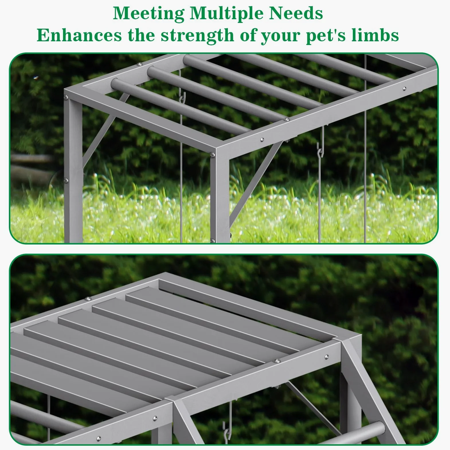 CADUKE Percha de pollo con juegos de columpios para 5-8 pájaros, juguetes de pollo, barras de pollo para accesorios de gallinero, escalera de pollo para la salud y la felicidad de las mascotas, gris