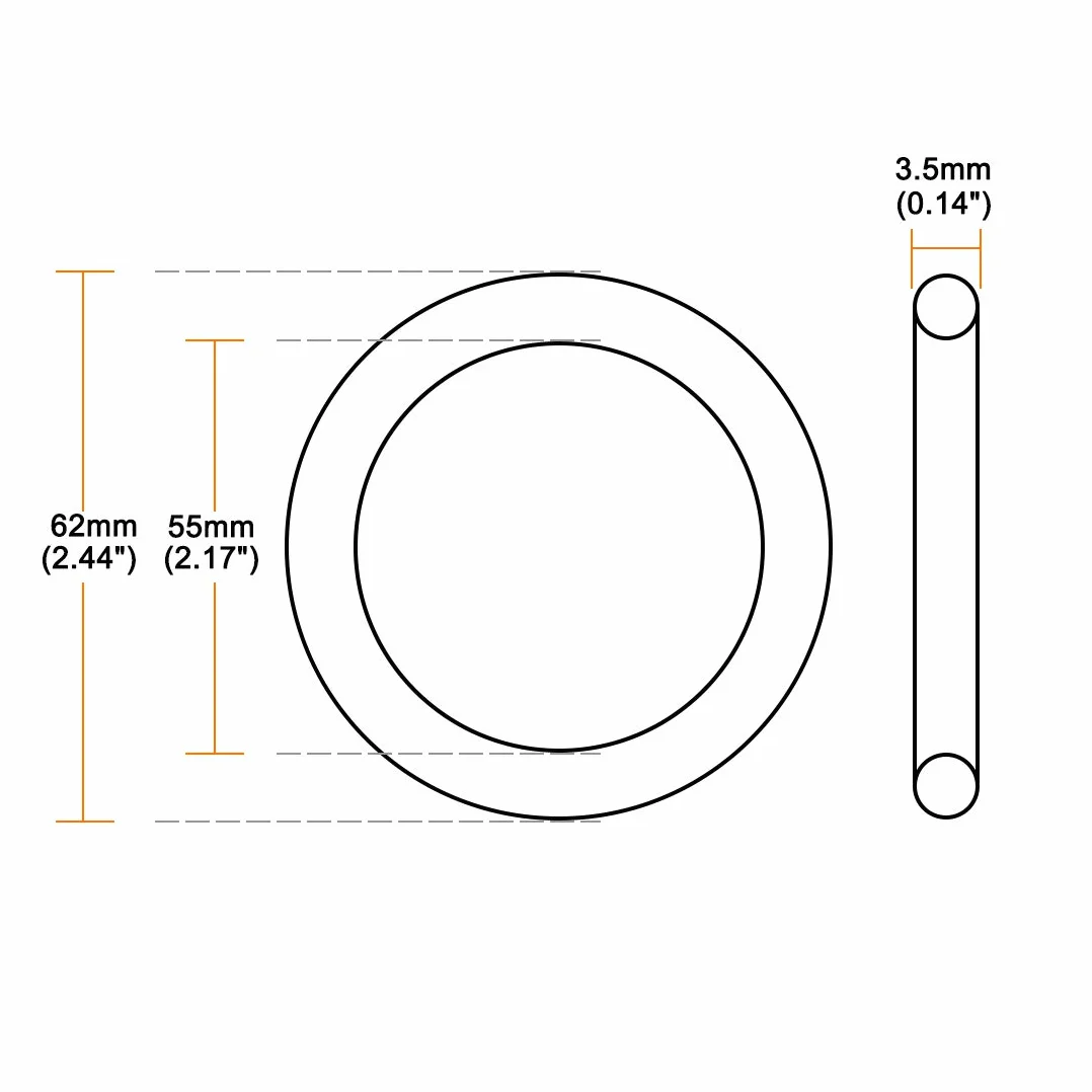 sourcing map Nitrilo Goma Juntas Tóricas 62mm OD 55mm ID 3,5mm Ancho, Paquete 10