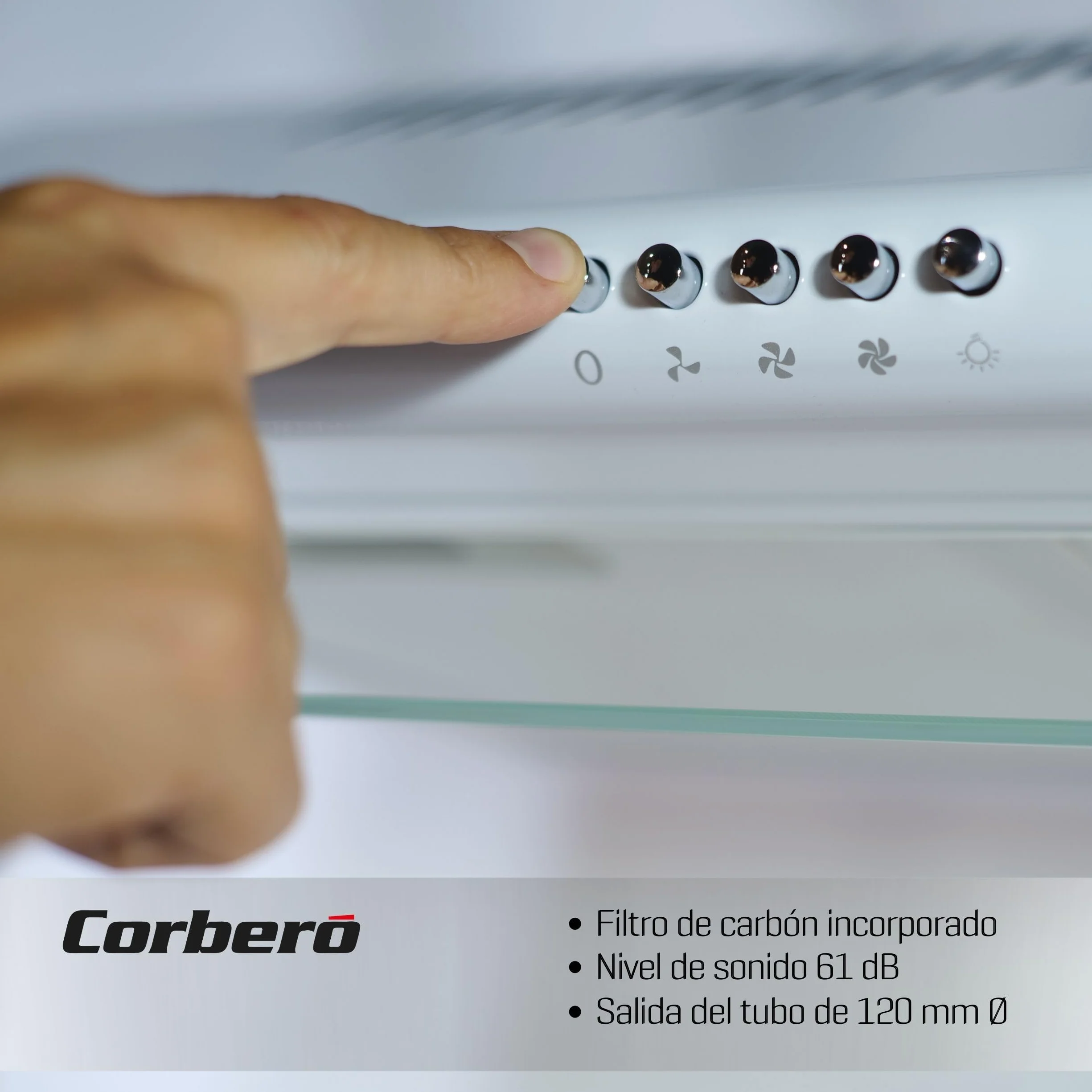 Corbero Campana Convencional 60 cm SELATI640W 400 m3/h 65db 191,5 W Blanco