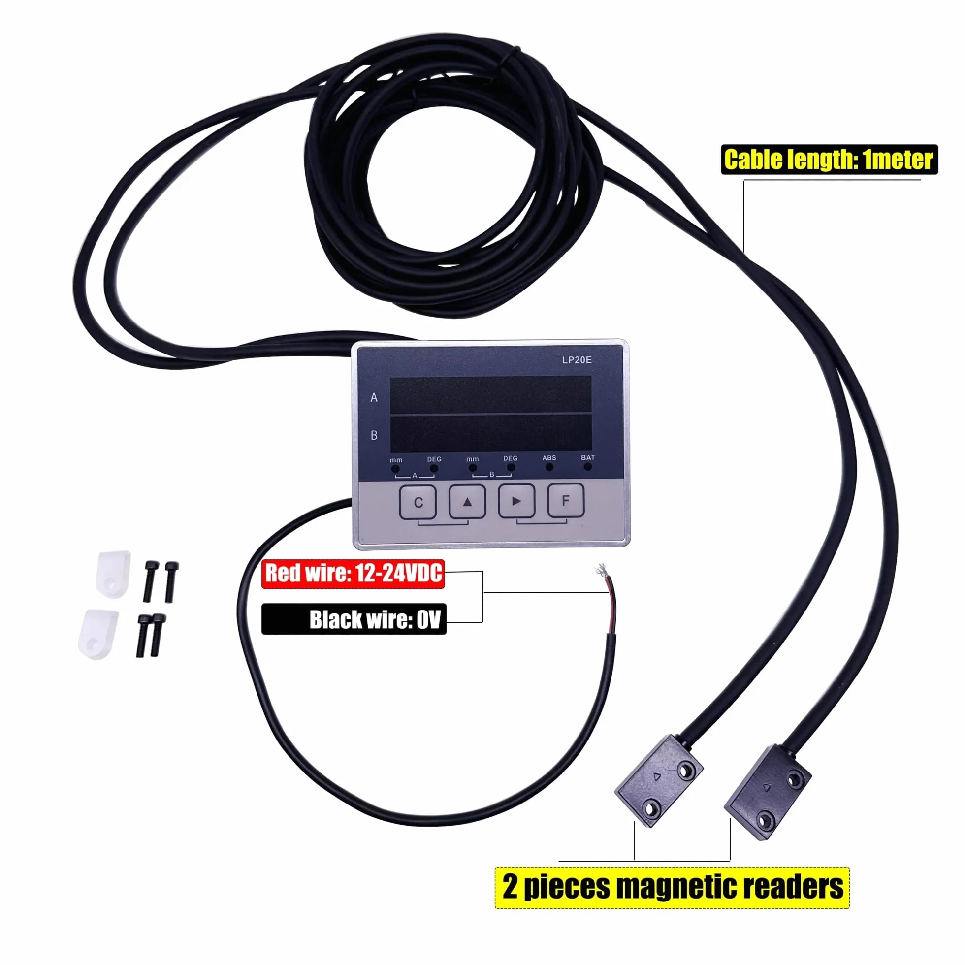 Sensor de regla de rejilla Pantalla digital de 2 ejes DRO Sensor magnético Lectura de desplazamiento de cinta E Transductores de posición Codificador Carpintería Medición precisa(LP20E-2000mm tape)