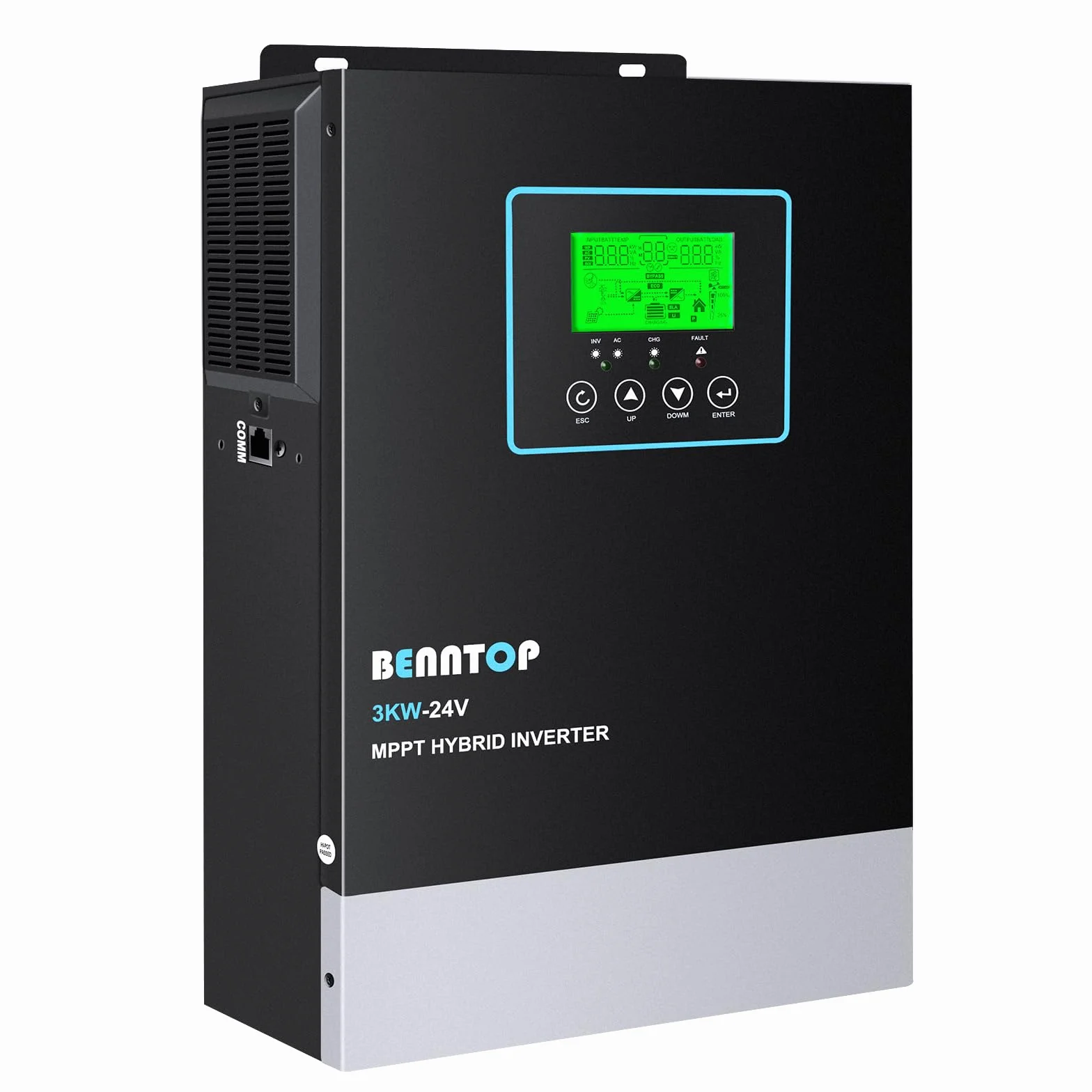 3000W Solar Inversor híbrido 24V a 230v 220v Onda Pura Off-Grid Inversor, con Controlador de Carga Solar MPPT de 80A Incorporado, MAX.PV 400Vdc,admite baterías de Plomo-ácido y Litio