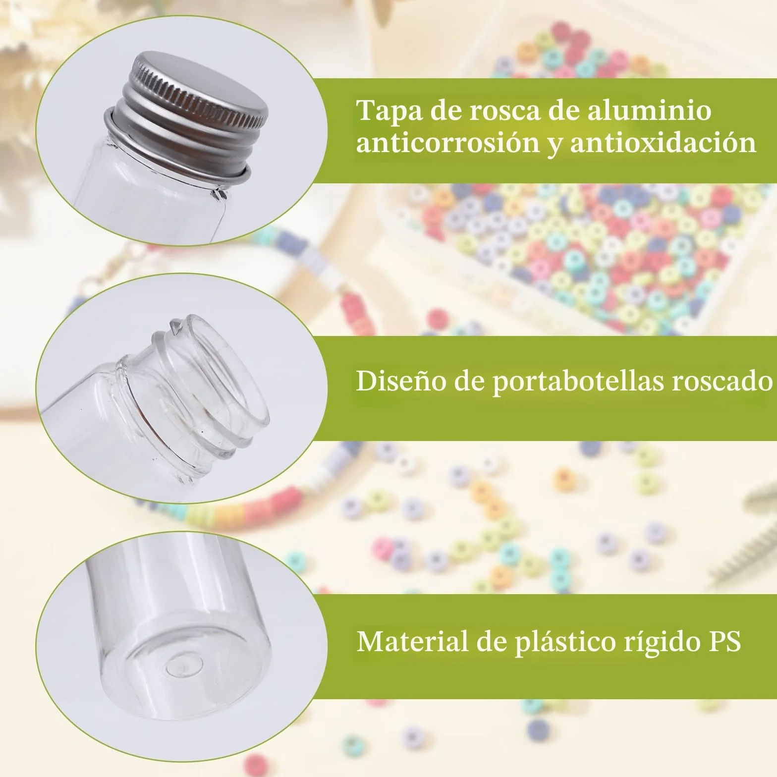 Tubos de ensayo de plástico 50 ml con tapa de rosca, transparentes para flores