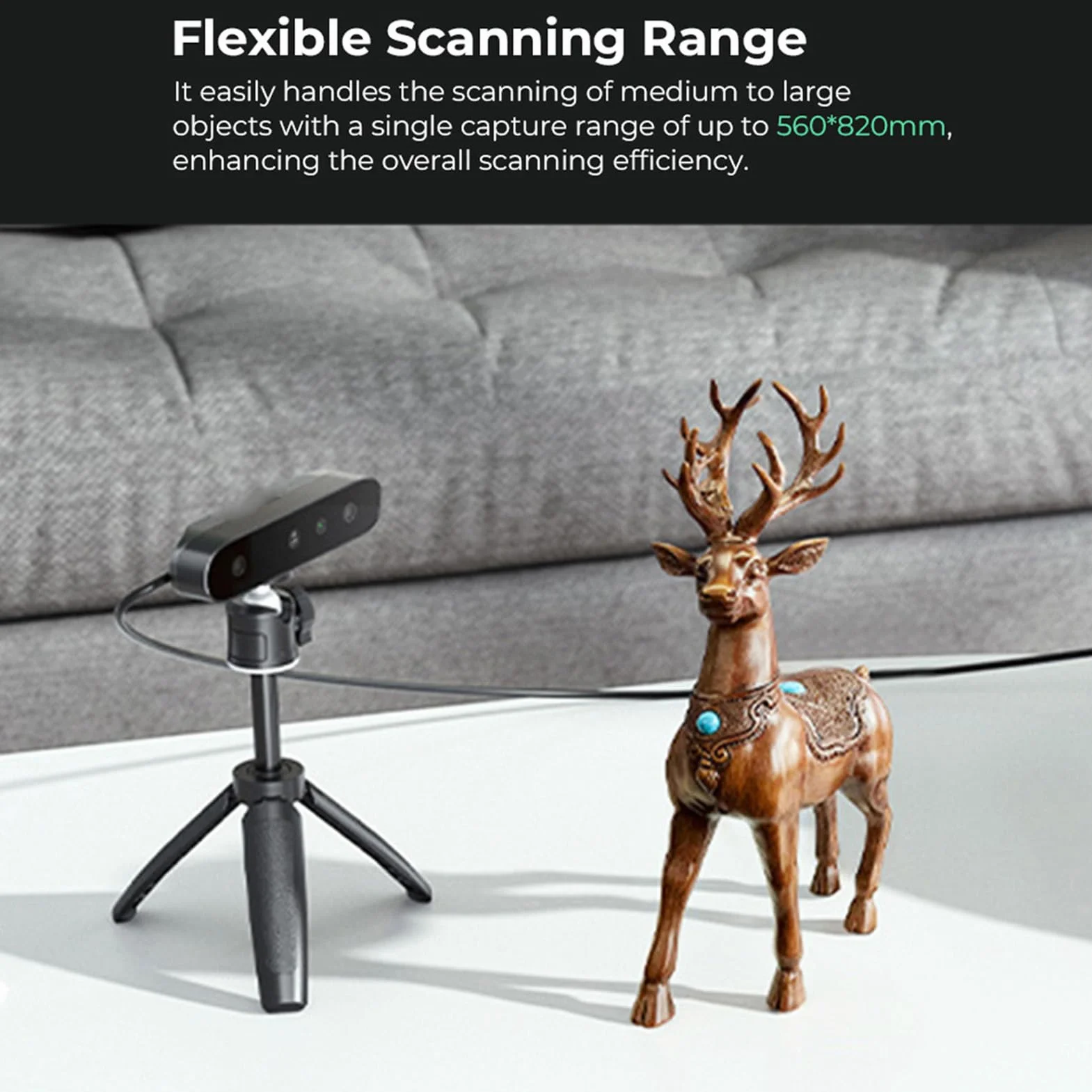 Escáner 3D de escáner 3D de escritorio de color flexible anti shake escaneo preciso para objetos de metal negro sin reflexión ideal para coches neumáticos de autopartes