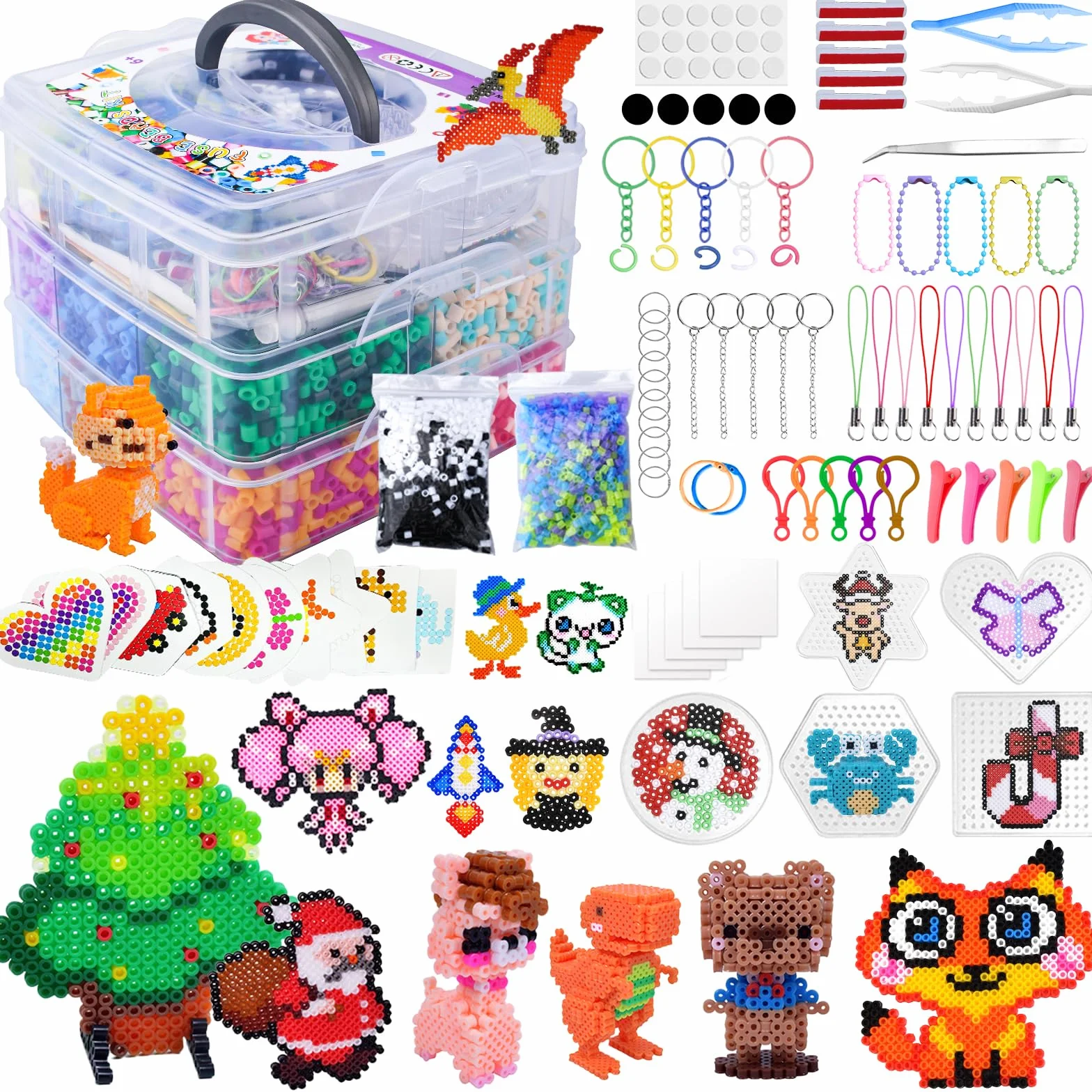 Cuentas para Planchar Kit 11500 Perlas Plásticas con Caja Almacenamiento 5mm Manualidades DIY