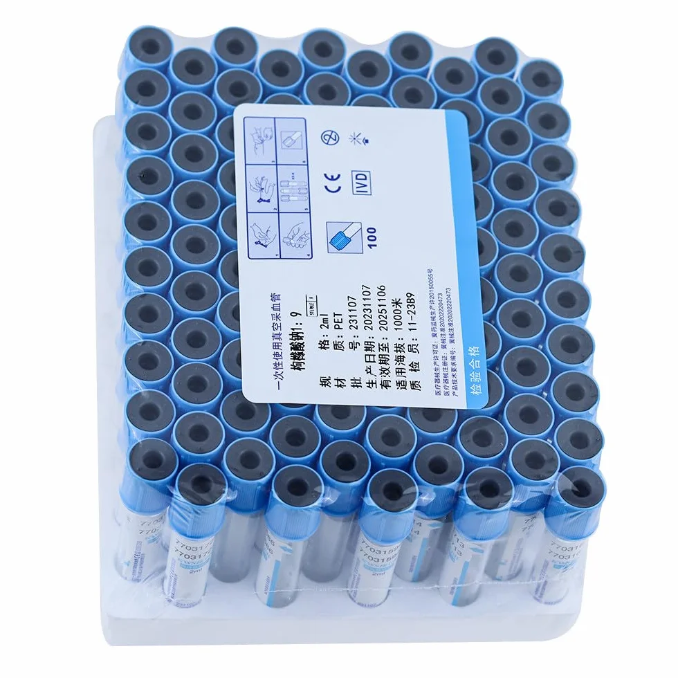 Tubos de extracción de sangre al vacío, citrato de sodio desechable para uso en laboratorio, compatibles con sistemas estándar de recogida de sangre