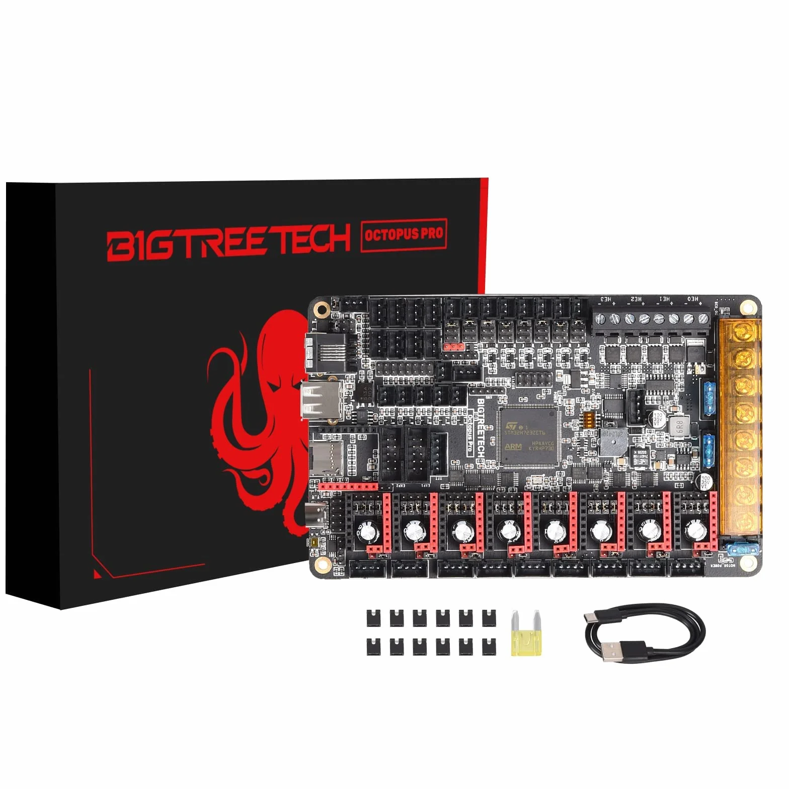 BIGTREETECH Octopus Pro V1.0.1(H723) 32bit Control Board New Upgrade 550Hz 8 Stepper Motor Driver Support Klipper Marlin High-Speed Printing Support Raspberry Pi Octoprint System DIY 3D Printer Board