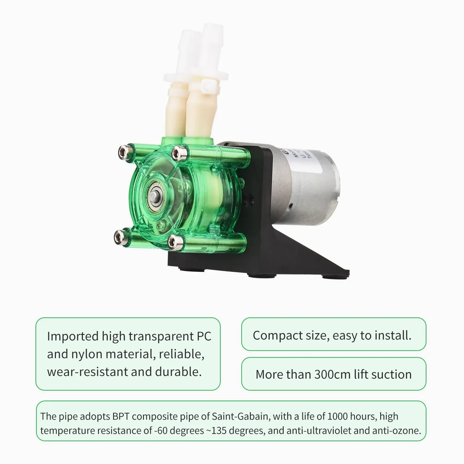 Bomba peristáltica, Bomba dosificadora de 24 V CC, bomba peristáltica, minibomba agua líquida, gran caudal, tubo BPT peristáltico, autocebante, 700 ml/min