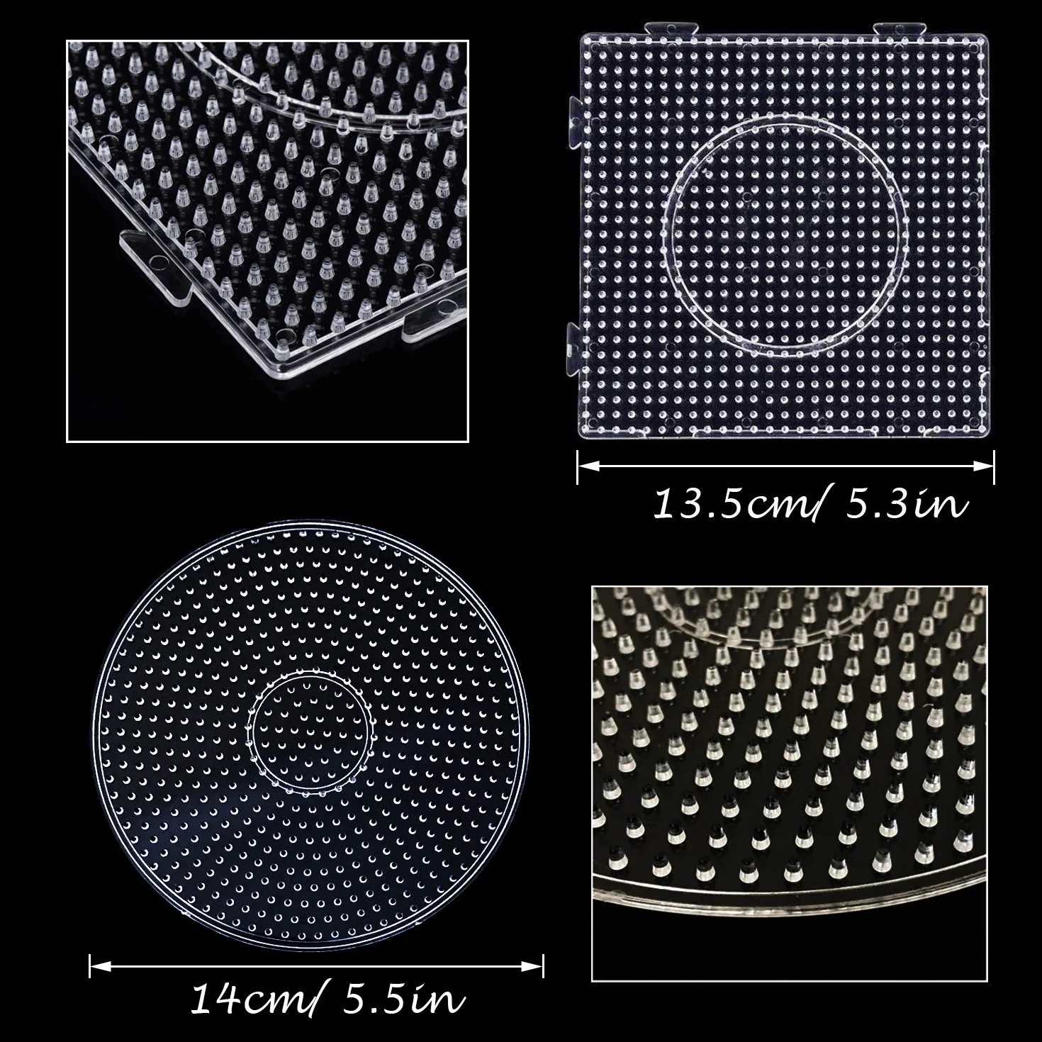 Pegboards Plantillas Grandes 5mm 6 Pz con Cuentas Blancas 4 Pz Papel de Planchado 10 Pz Placas Cuadrado Transparente para Cuentas Niños Artesanía Perlas