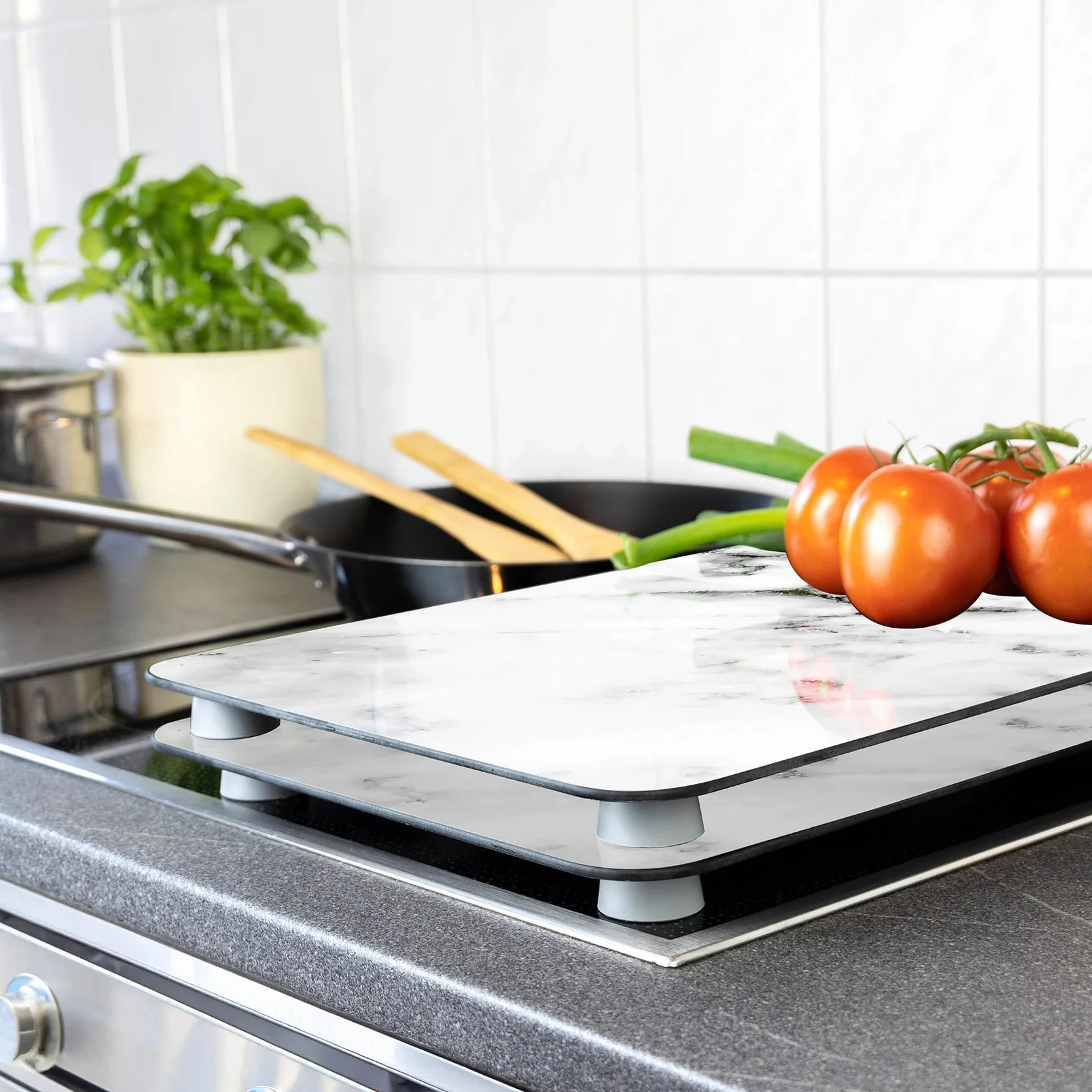 WENKO Placas protectoras cocina Mármol ajustable altura 30 x 52 cm juego 2