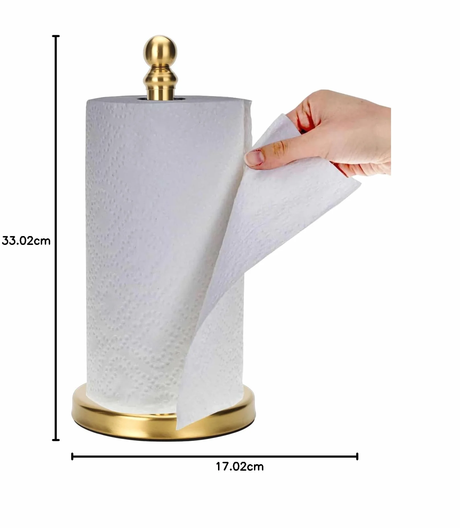 Soporte Dorado para Toallas de Papel para Encimera, Base Pesada para una Mano, Cocina y Baño