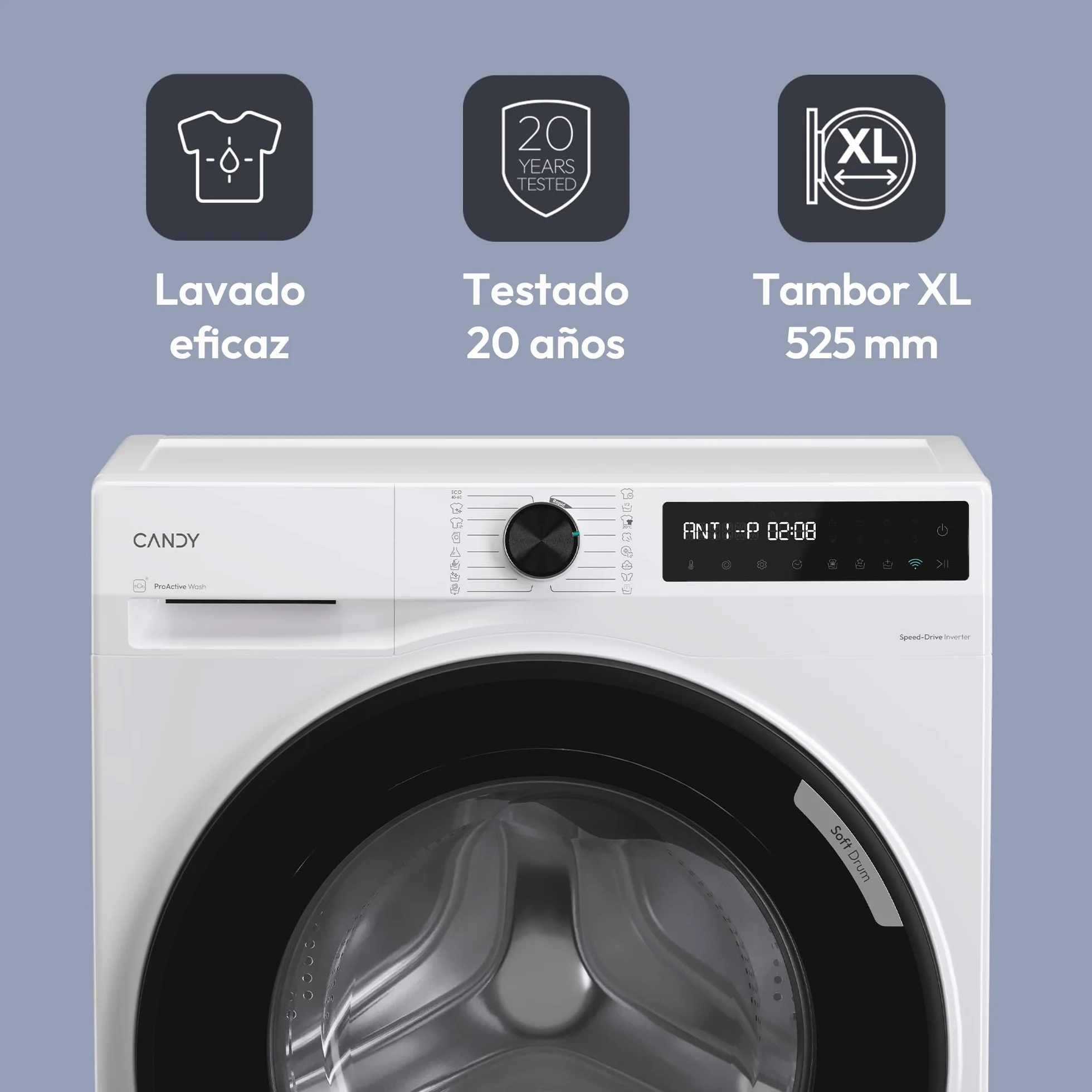 Candy ProWash 500 BR 410BL8-S Lavadora 10 kg 1400 RPM Display Digital WiFi Motor Inverter SpeedDrive Blanco